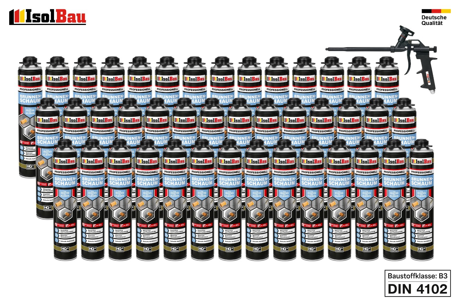 Brunnenschaum 36x 750ml Bauschaum 1x Teflon Pistole Montageschaum Pistolenschaum