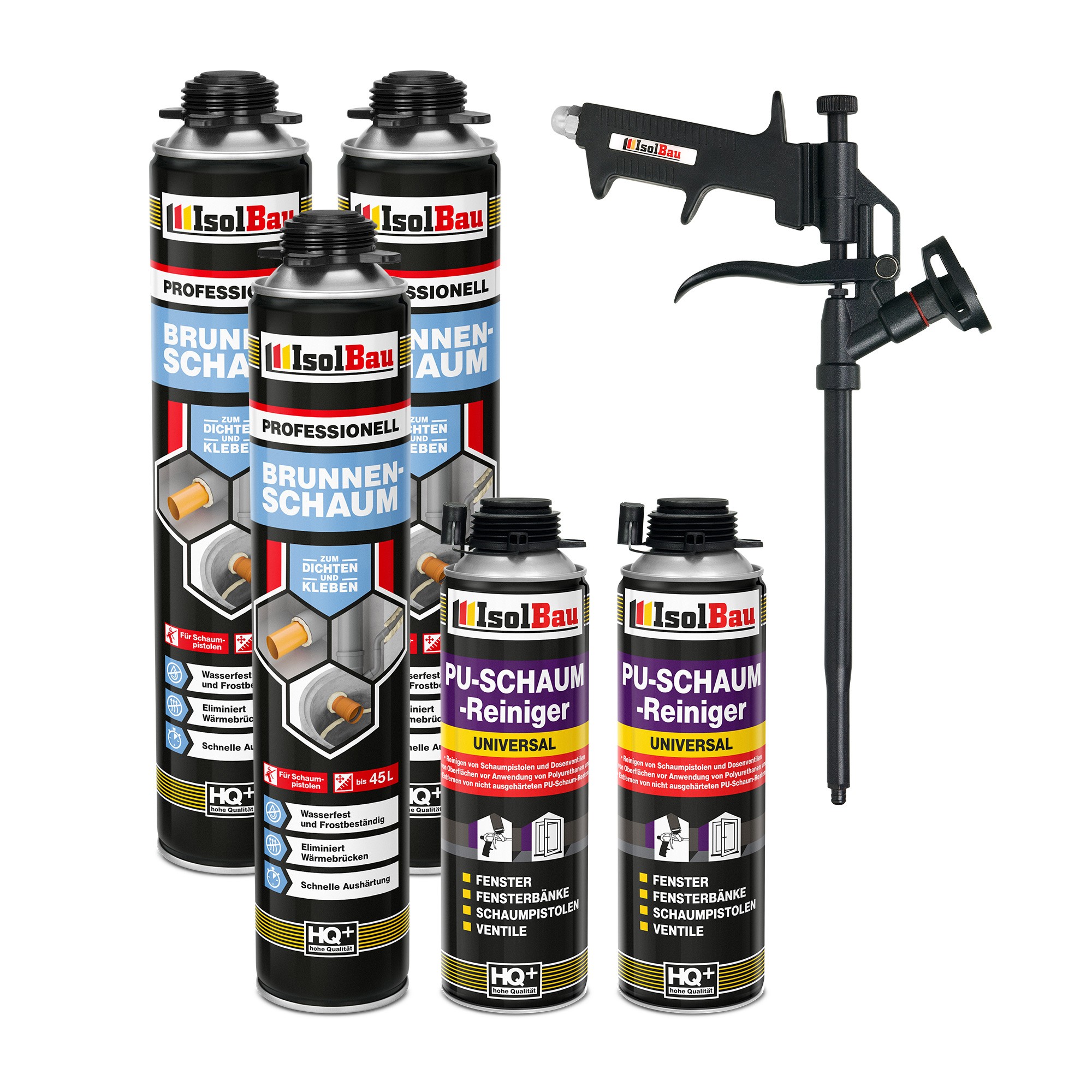 Brunnenschaum 3 X 750ml Bauschaum 2 X Reiniger Montageschaum Schaum Pistole
