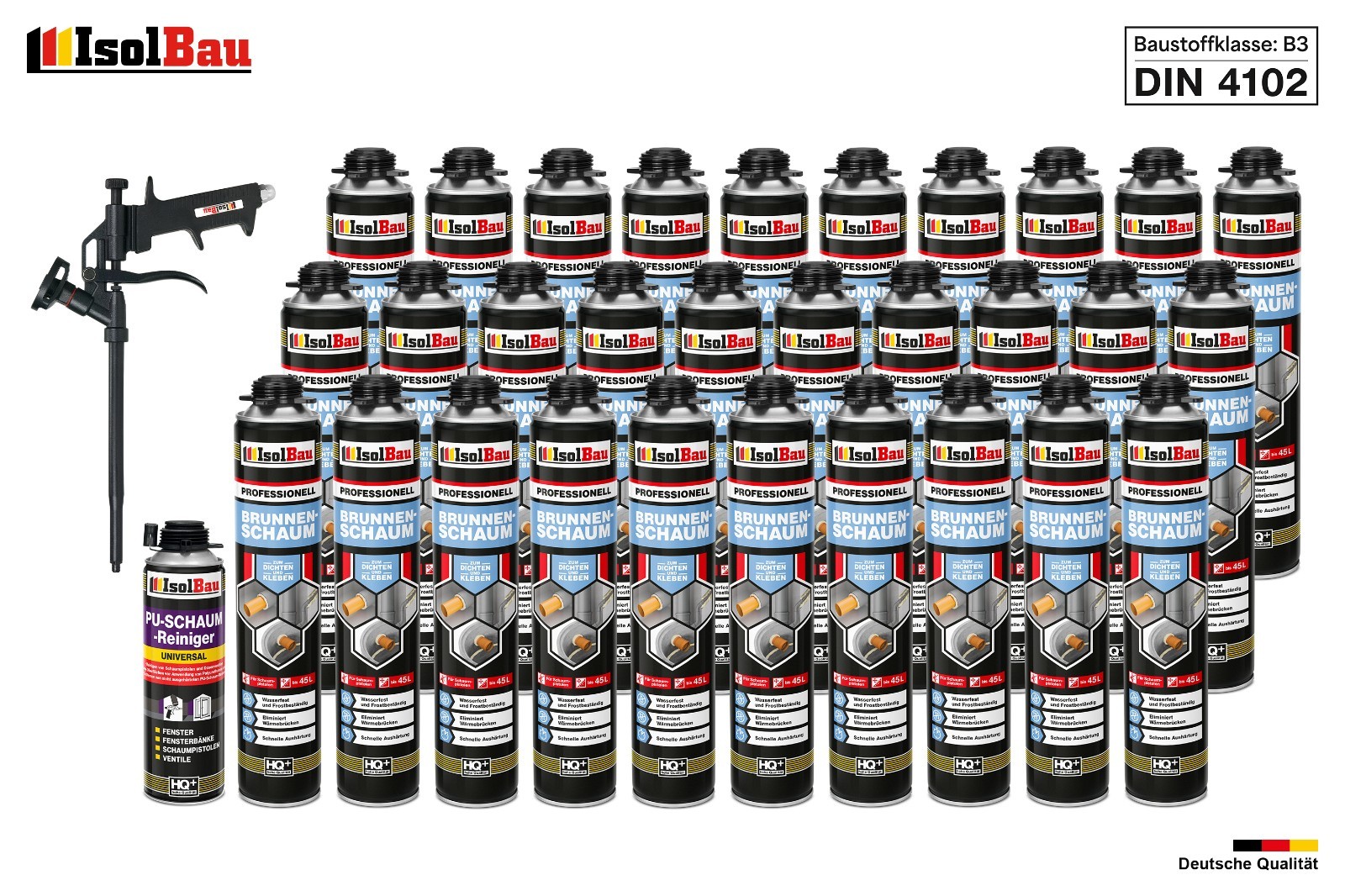 Brunnenschaum 30 X 750ml Bauschaum 1 X Reiniger Schaum Pistole Montageschaum
