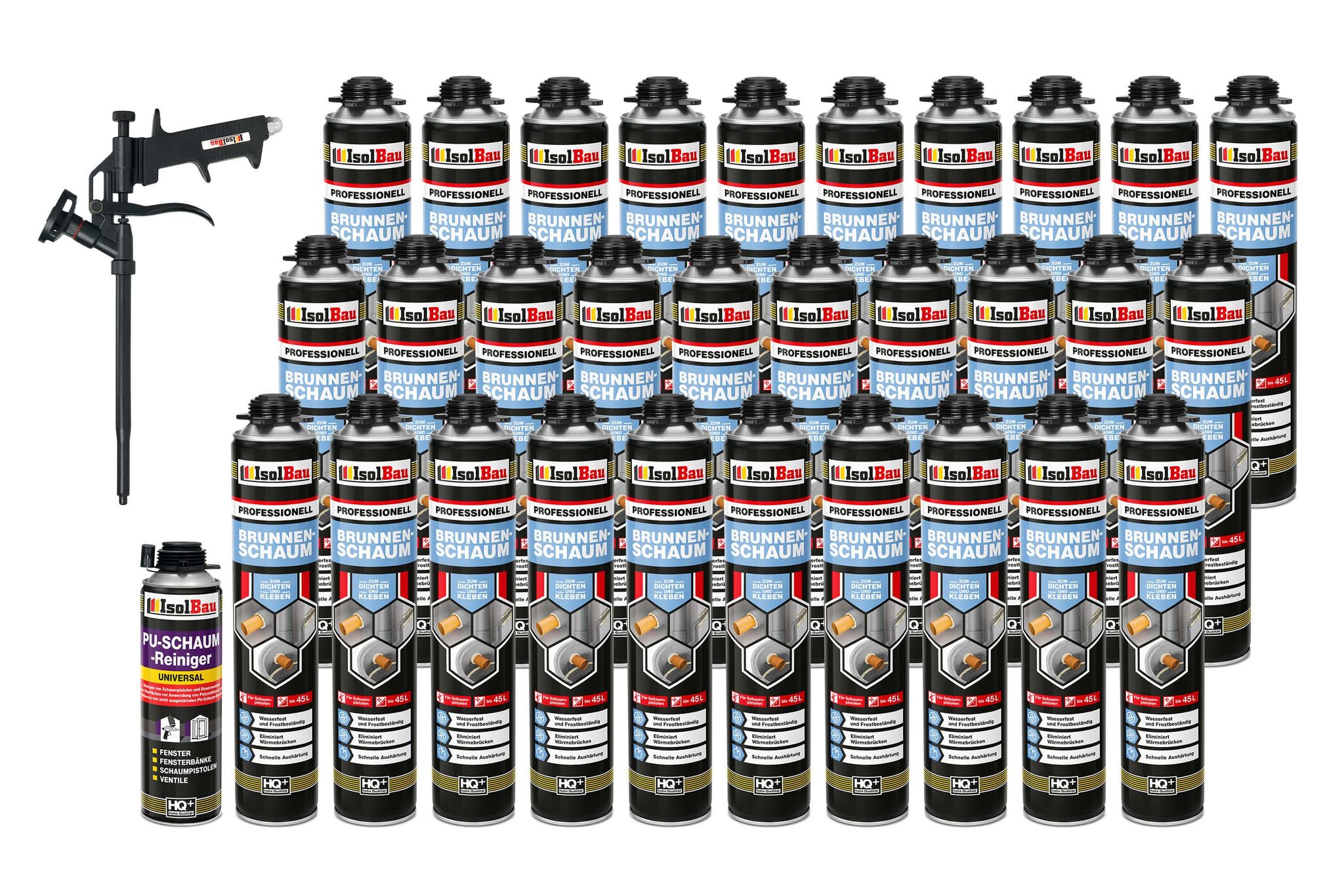 Brunnenschaum 30 X 750ml Bauschaum 1 X Reiniger Montageschaum Schaum Pistole