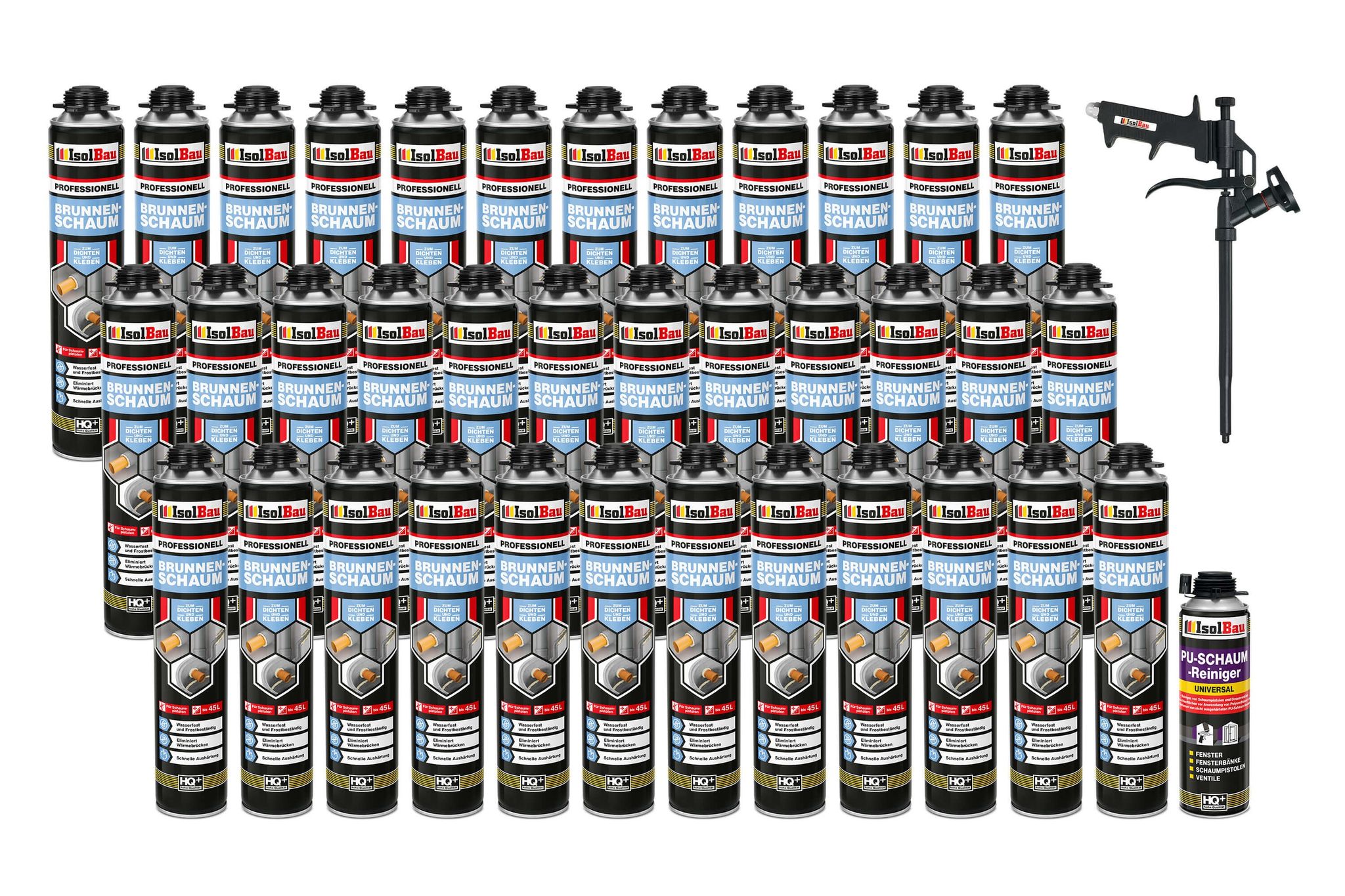 Brunnenschaum 36 X 750ml Bauschaum 1 X Reiniger Montageschaum Schaum Pistole
