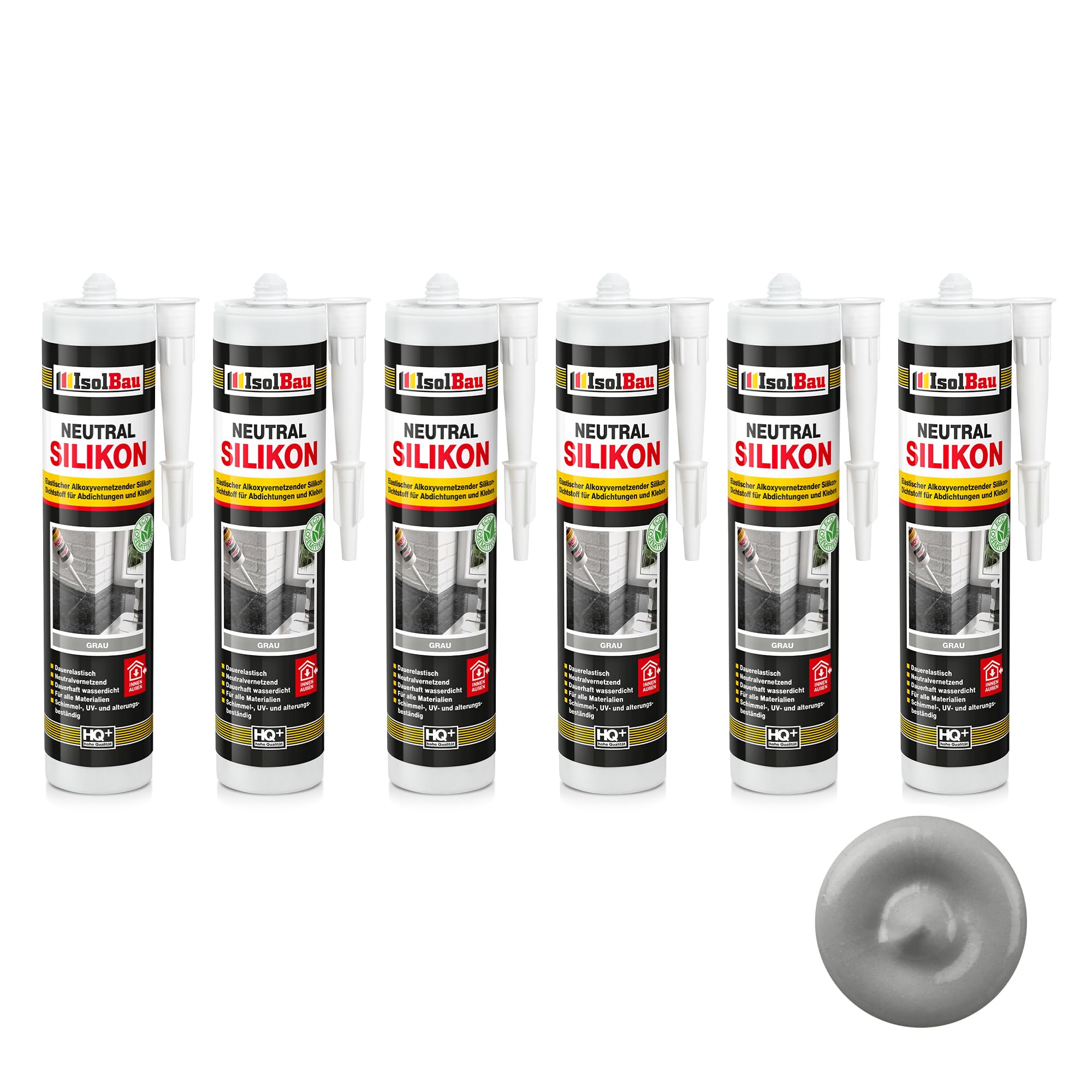 Neutralsilikon Naturstein Silikon Marmor Granit Sanitär Inn/auß 6 X 300ml Grau