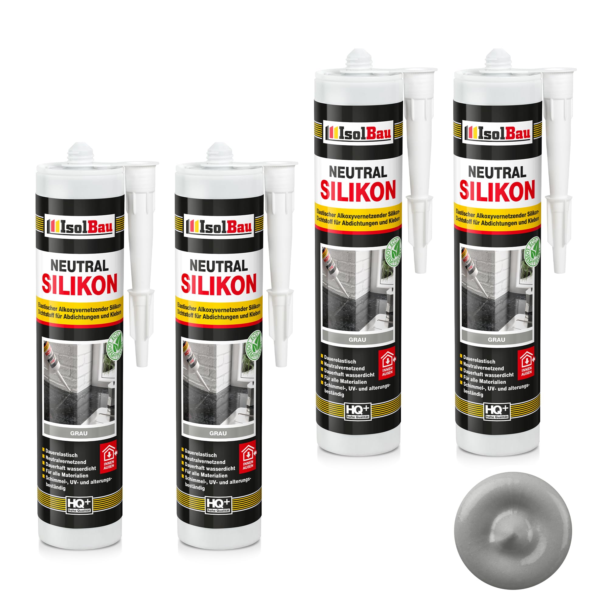 Neutralsilikon Naturstein Silikon Granit Marmor Sanitär Inn/auß 4 X 300ml Grau