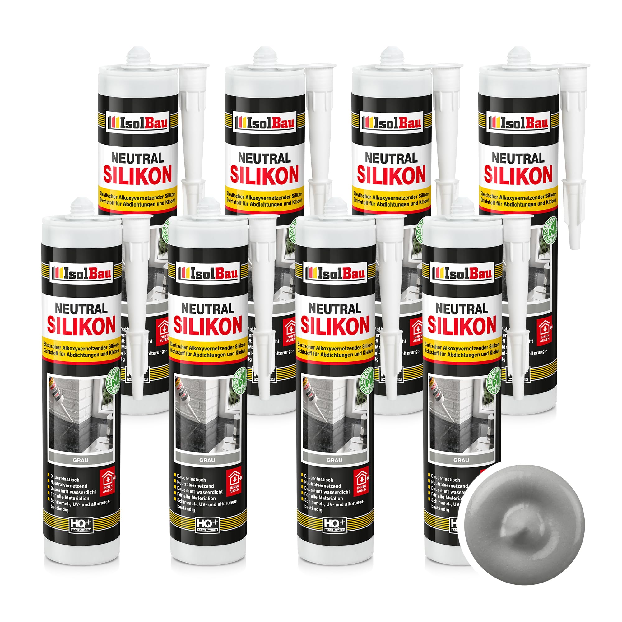 Neutralsilikon Naturstein Silikon Granit Marmor Sanitär Inn/auß 8 X 300ml Grau