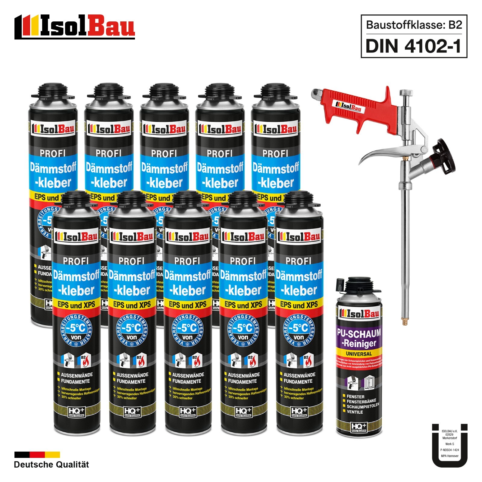 Dämmstoffkleber 750ml Pu-klebeschaum Perimeterkleber Pu-reiniger Schaumpistole