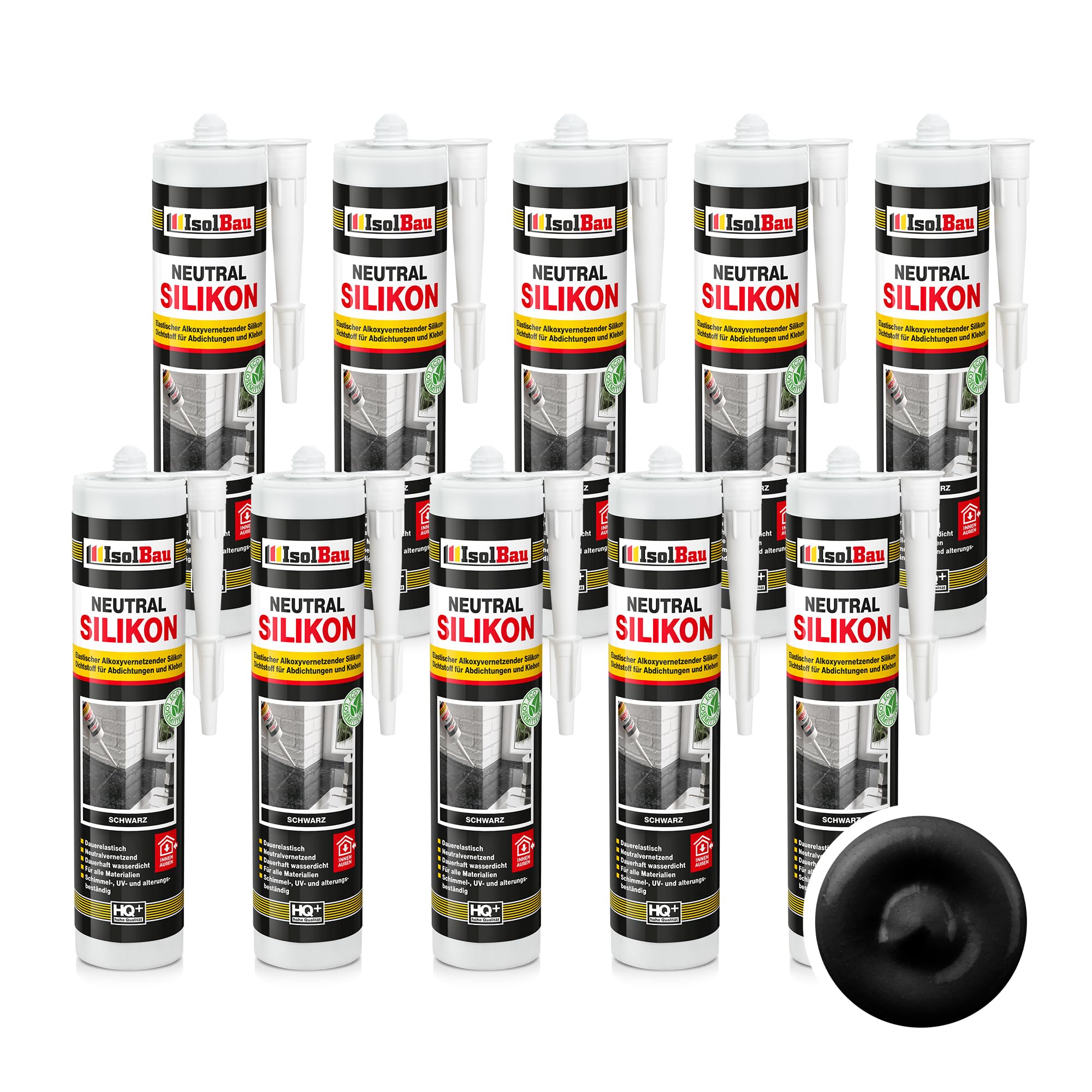 Neutralsilikon Naturstein Silikon Sanitär Marmor Inn/auß 10 X 300ml Schwarz