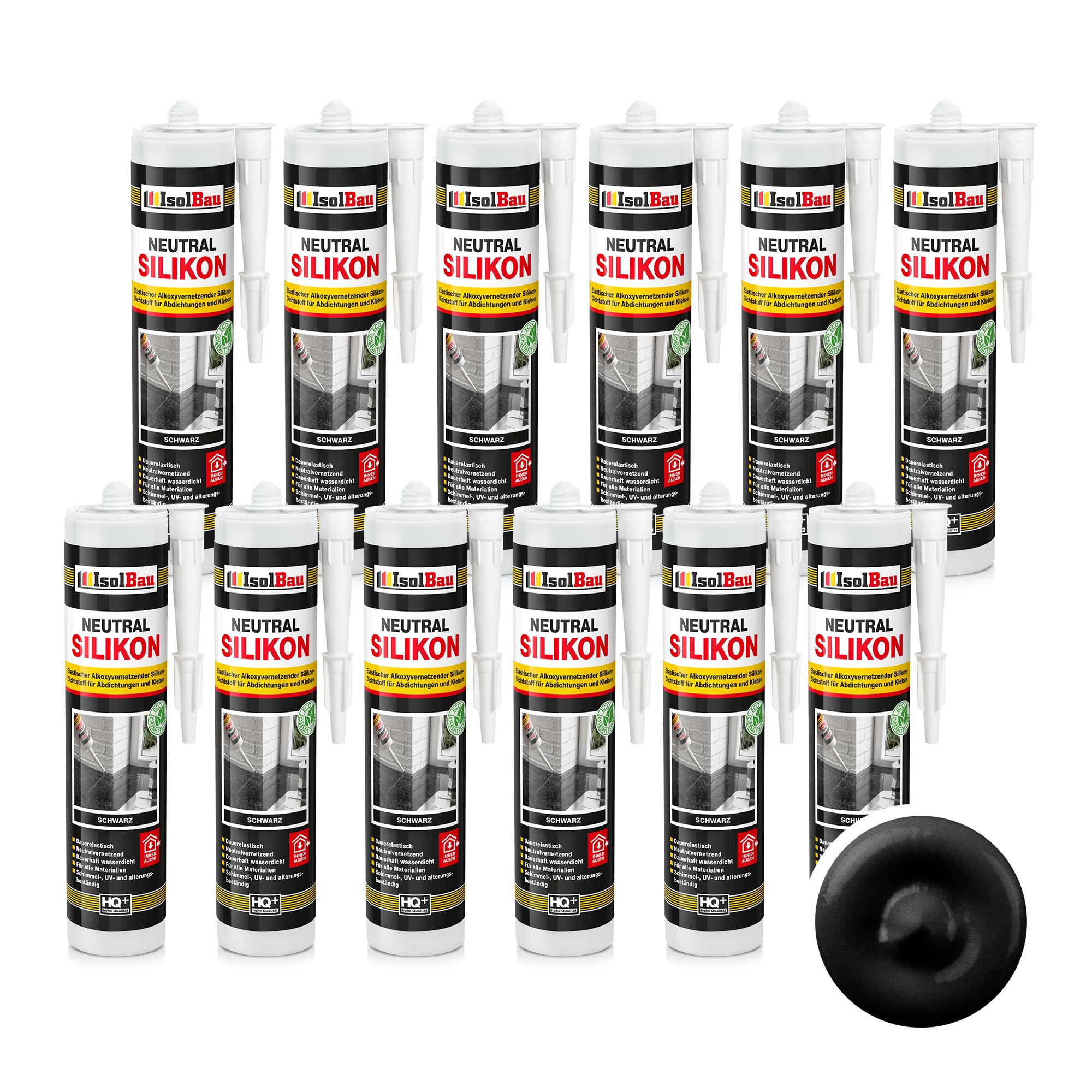 Neutralsilikon Naturstein Silikon Sanitär Marmor Inn/auß 12 X 300ml Schwarz