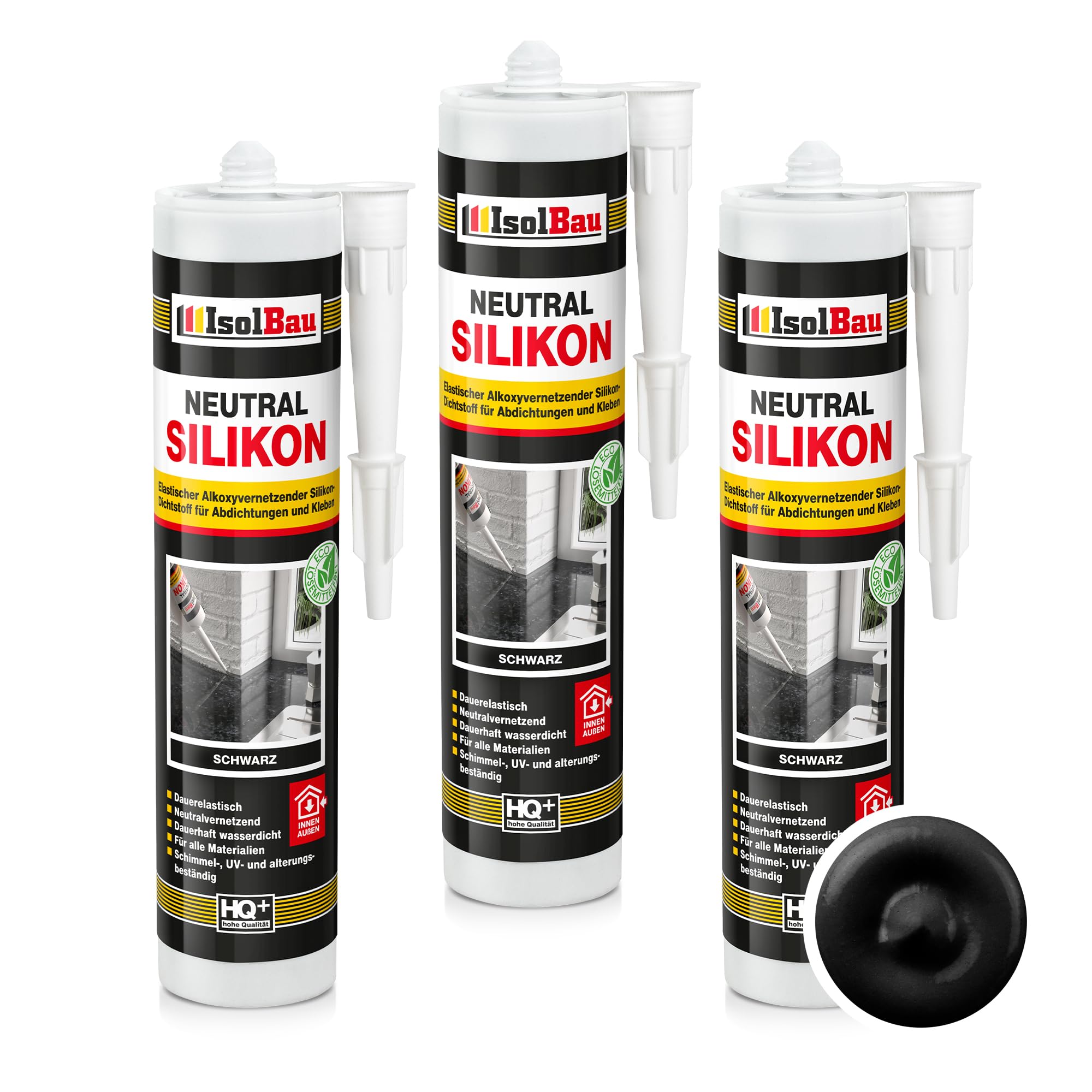 Neutralsilikon Naturstein Silikon Marmor Sanitär Inn/auß 3 X 300ml Schwarz