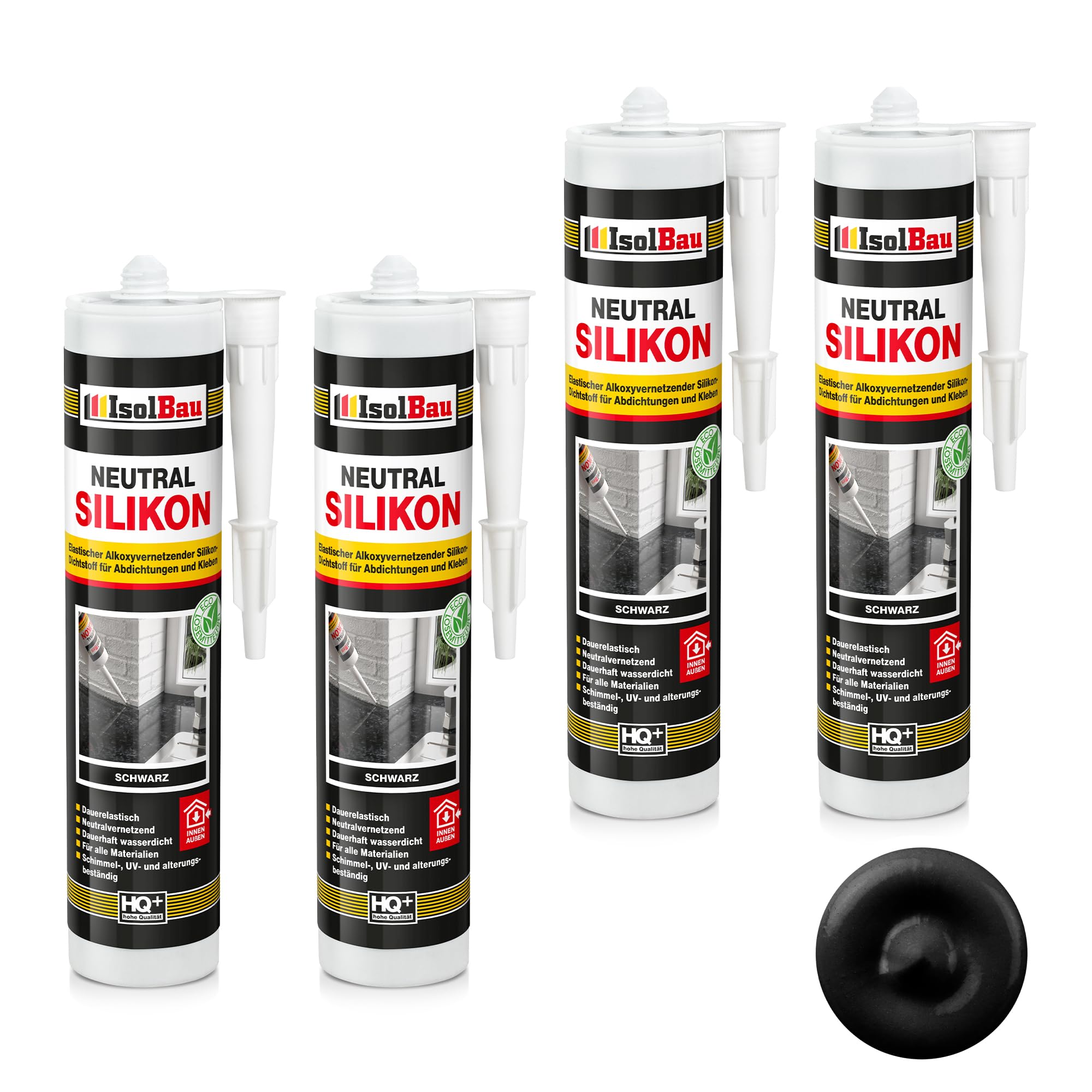 Neutralsilikon Naturstein Silikon Sanitär Marmor Inn/auß 4 X 300ml Schwarz