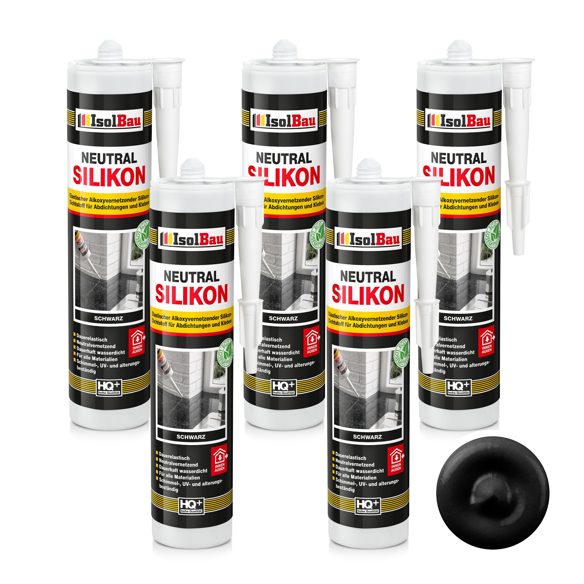 Neutralsilikon Naturstein Silikon Sanitär Marmor Inn/auß 5 X 300ml Schwarz