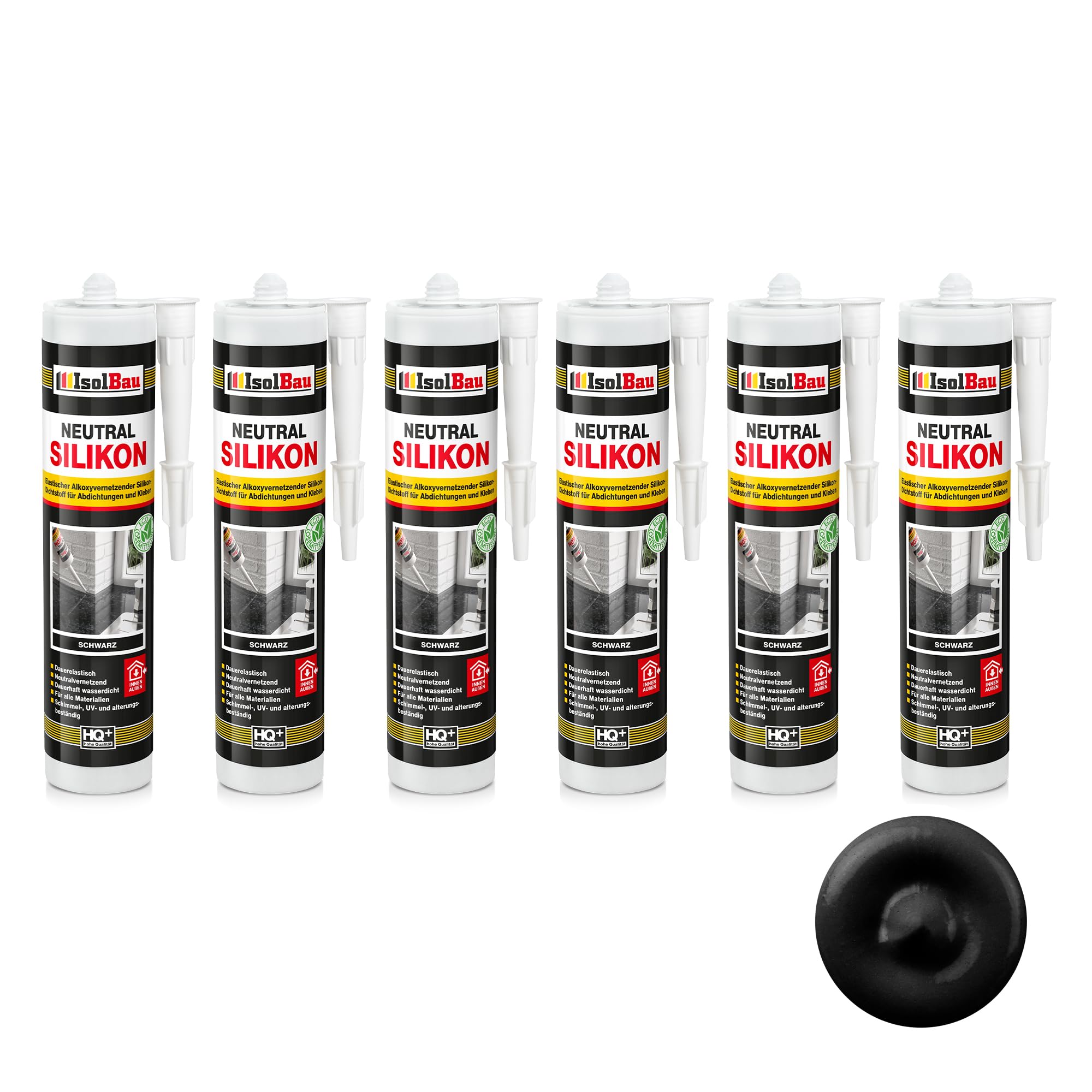 Neutralsilikon Naturstein Silikon Sanitär Marmor Inn/auß 6 X 300ml Schwarz