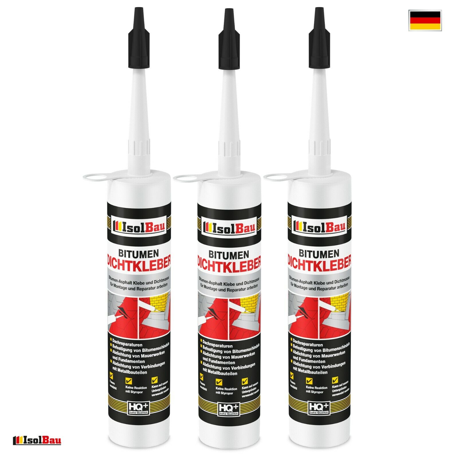 Bitumenkleber 3 X 310 Ml Dichtstoff Dachdicht Bitumen Dichtmasse Schindelkleber