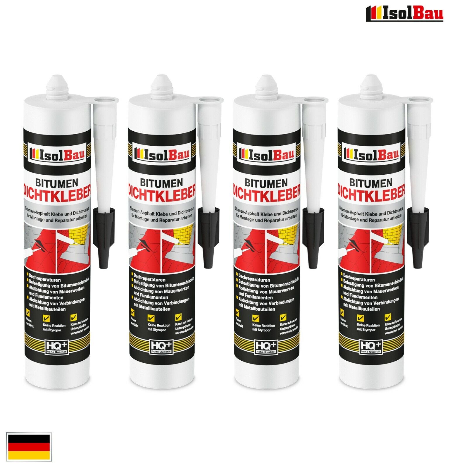 Bitumenkleber 4 X 310 Ml Dachdichtstoff Bitumen Dichtmasse Schindelkleber