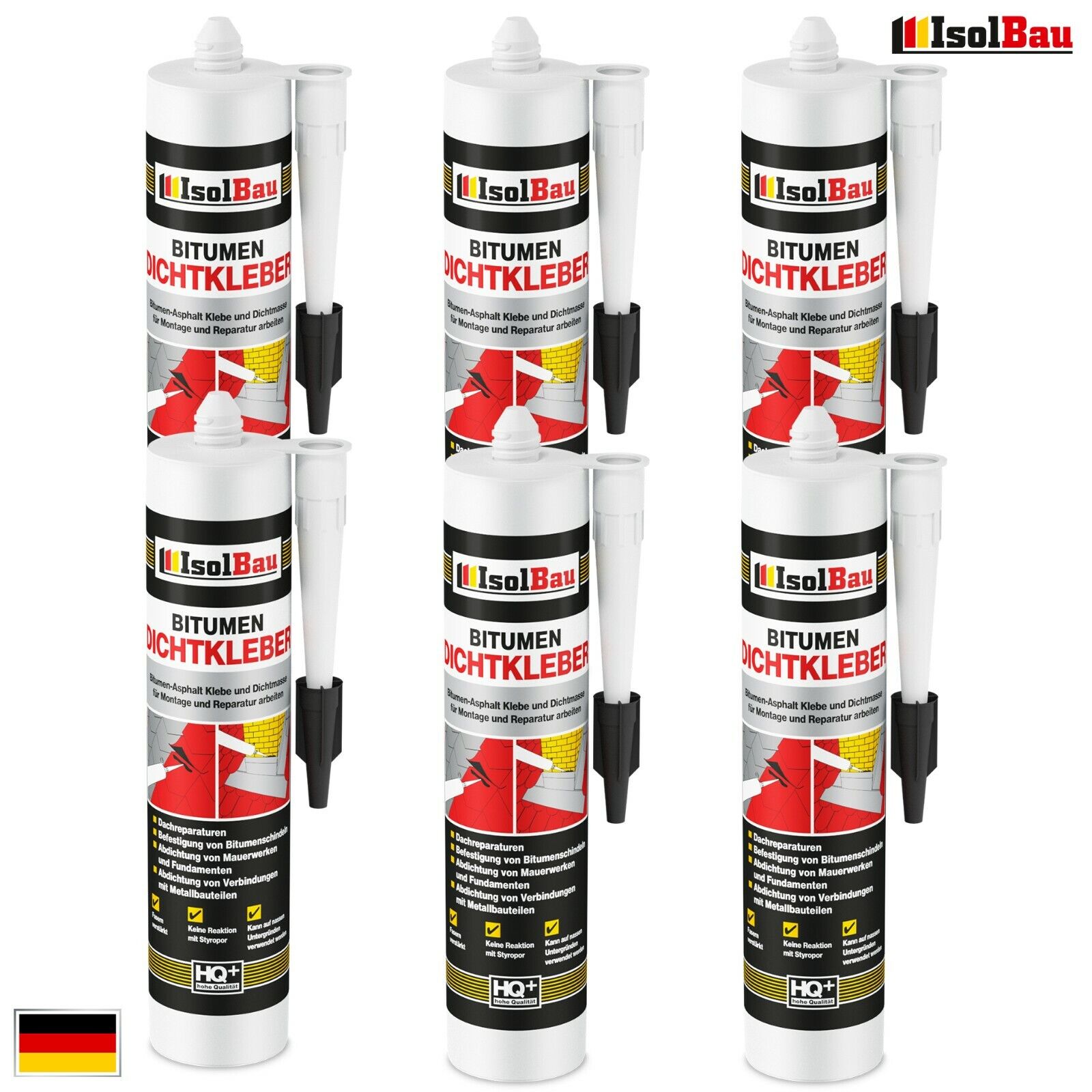 Bitumenkleber 6 X 310 Ml Dachdichtstoff Bitumen Dichtmasse Schindelkleber