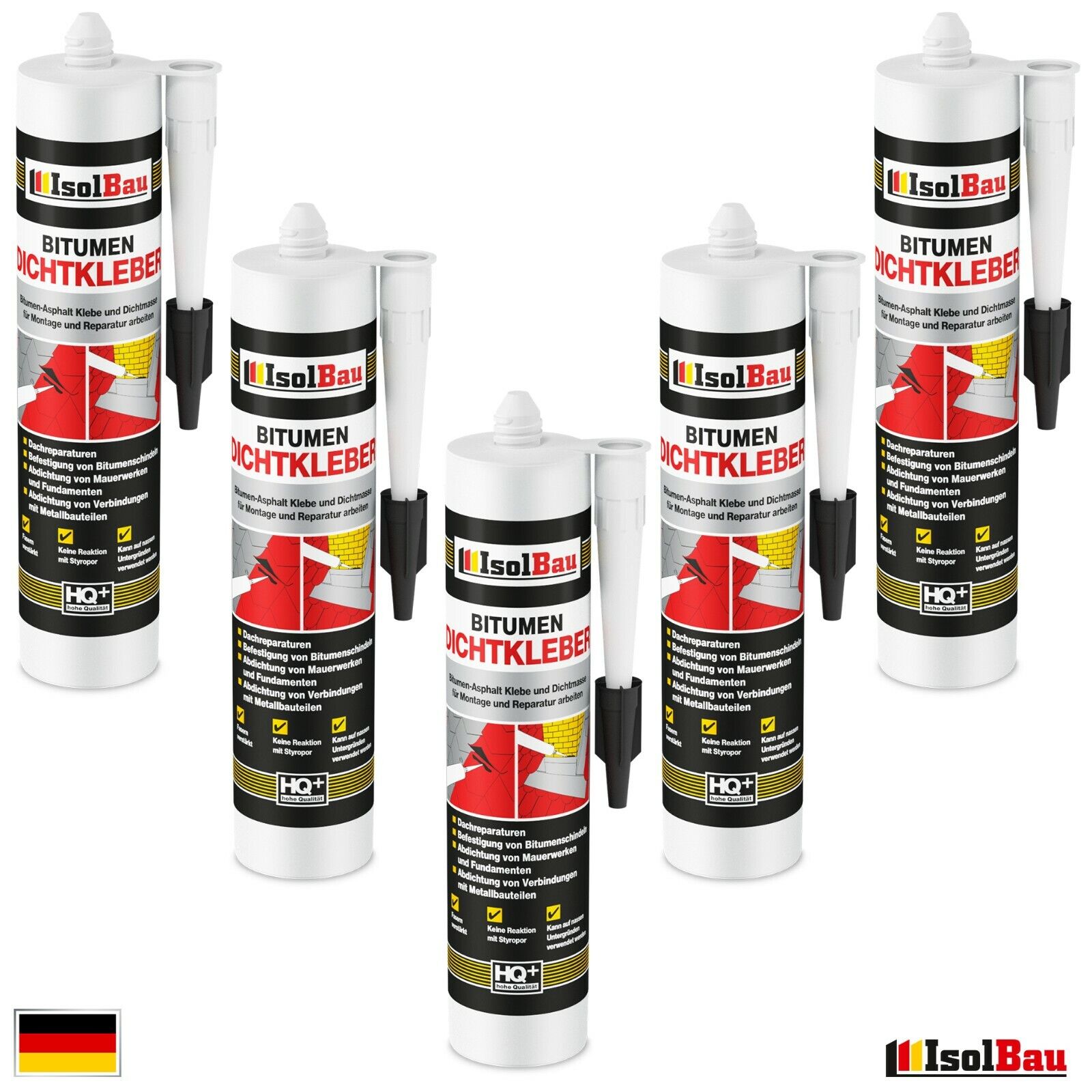 Bitumenkleber 5 X 310 Ml Dachdichtstoff Bitumen Dichtmasse Schindelkleber