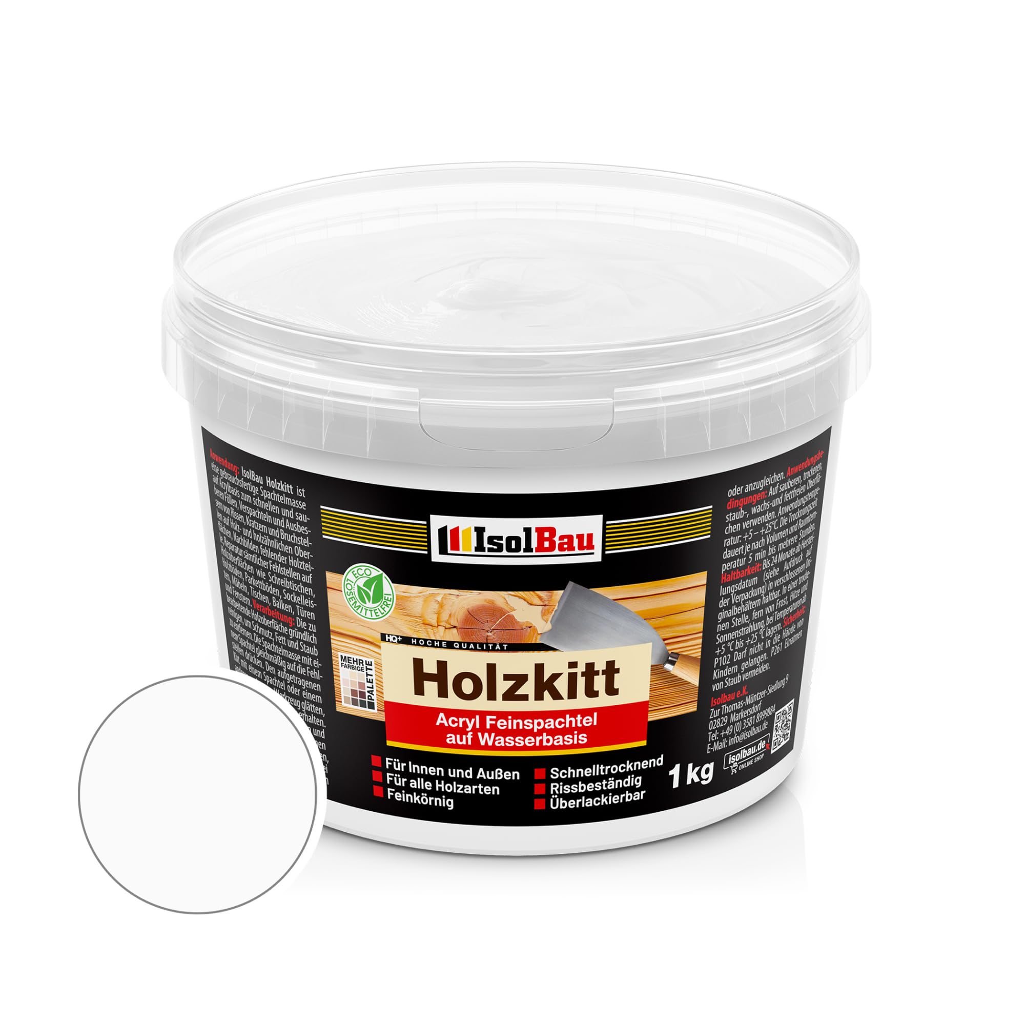 Holzkitt Spachtelmasse Holzspachtelmasse Innen Außen 1 Kg Weiss ( Nr. 1 )