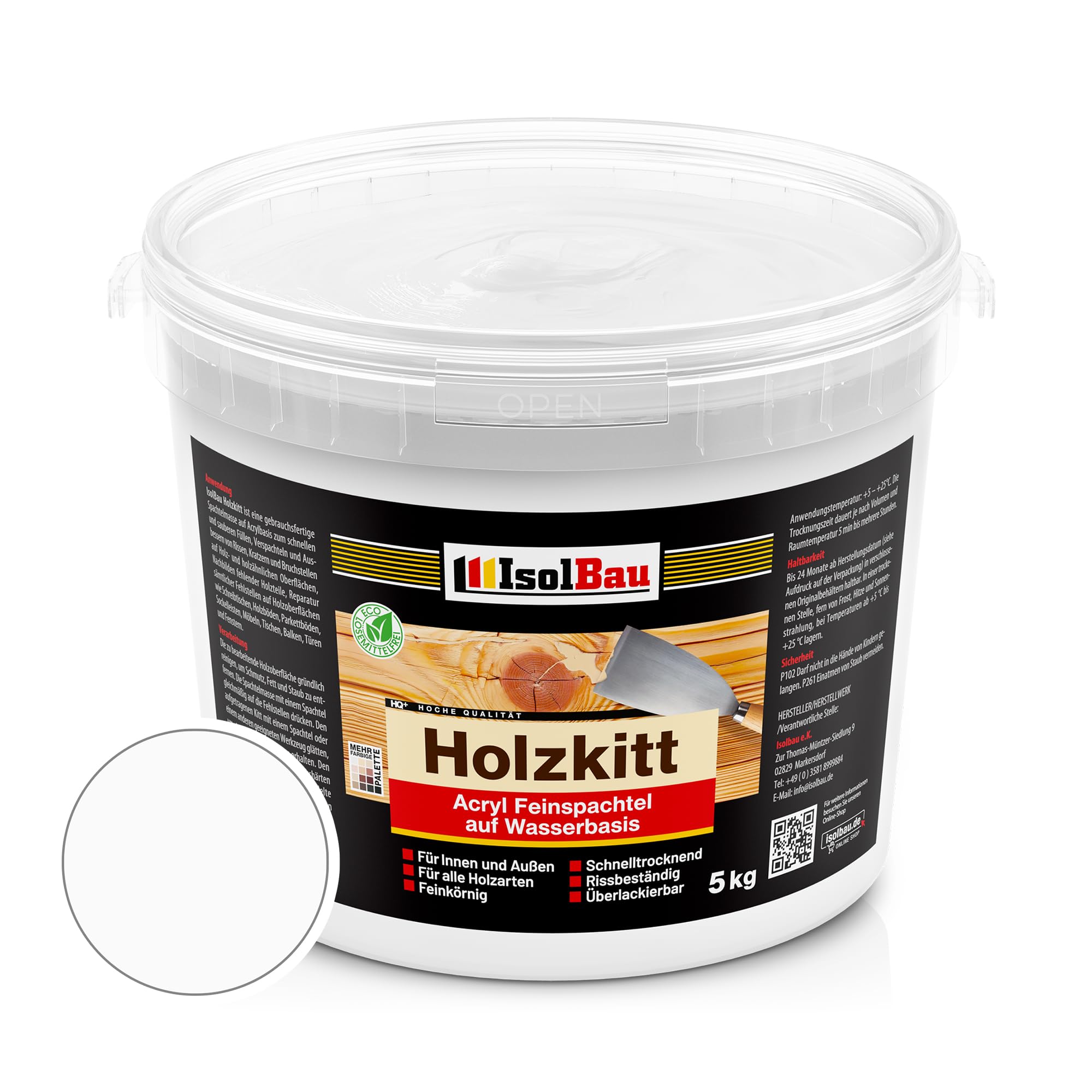 Holzkitt Spachtelmasse Holzspachtelmasse Außen Innen 5 Kg Weiss ( Nr. 1 )