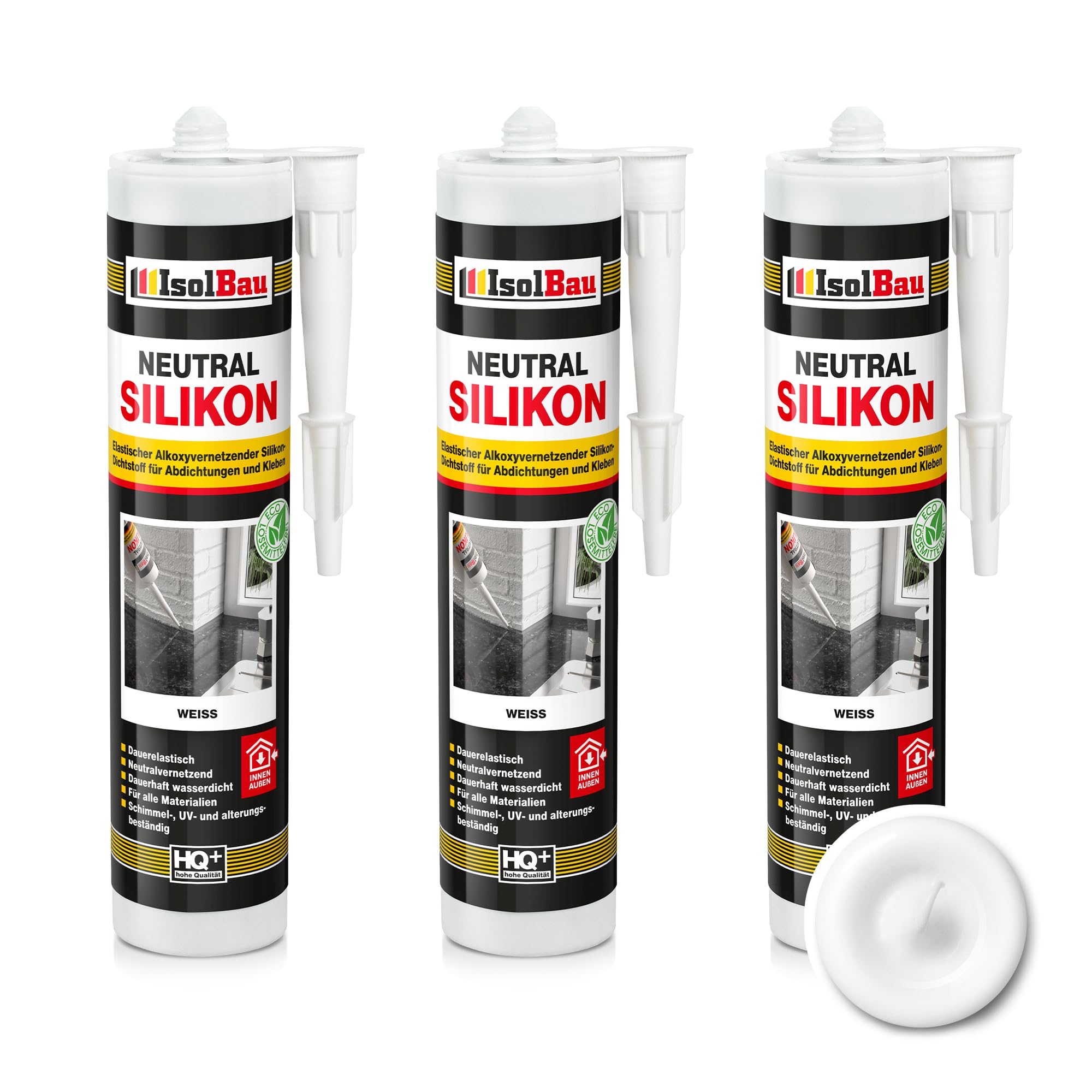Neutralsilikon Naturstein Silikon Granit Marmor Sanitär Inn/auß 3 X 300ml Weiss
