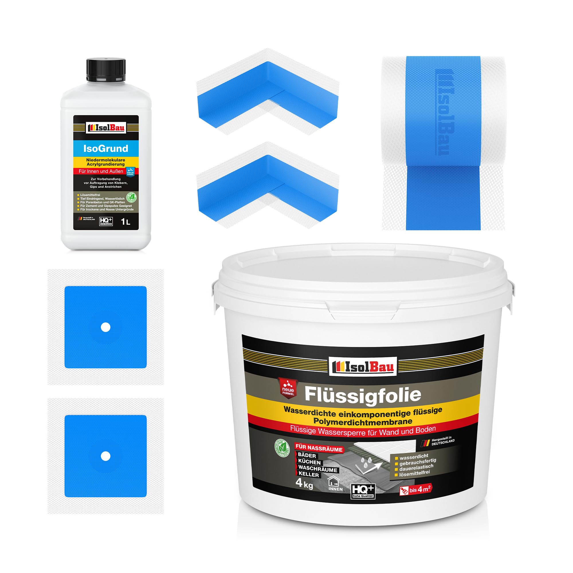 Dichtset Flüssigfolie 4 Kg Dichtband Innenecken Bad Dichtfolie Duschabdichtung
