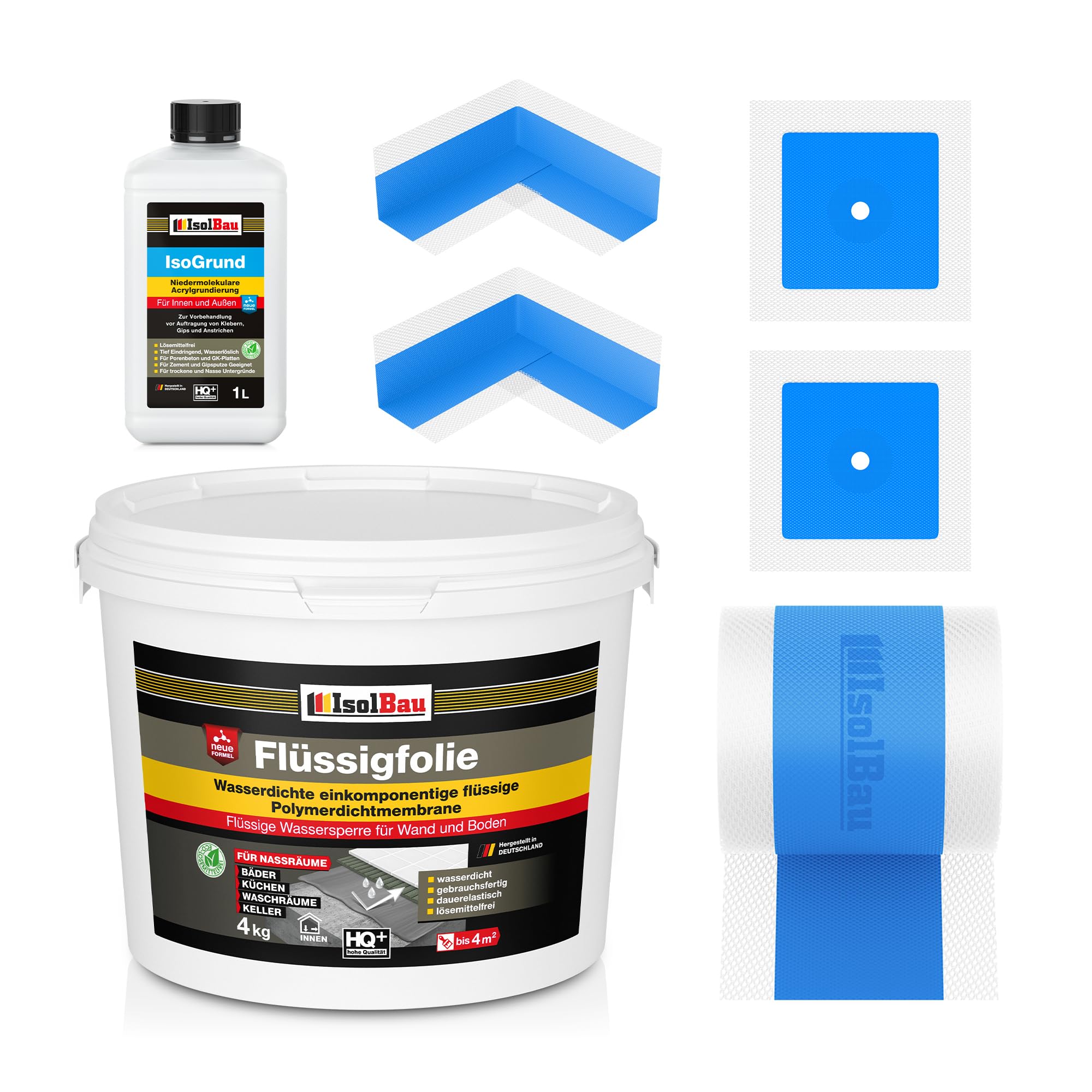 Dicht-set Flüssigfolie 4 Kg Dichtband Innenecken Duschabdichtung Bad Dichtfolie