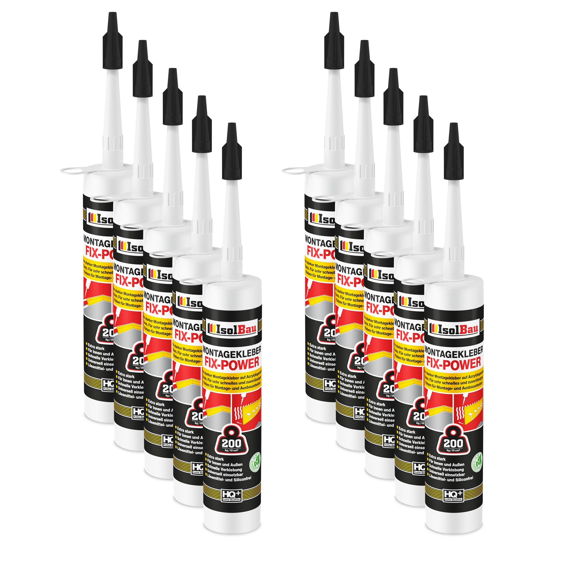 Montagekleber Fix-power Baukleber 10 X 480g Kartusche Weiß Qualität 200kg / 10cm