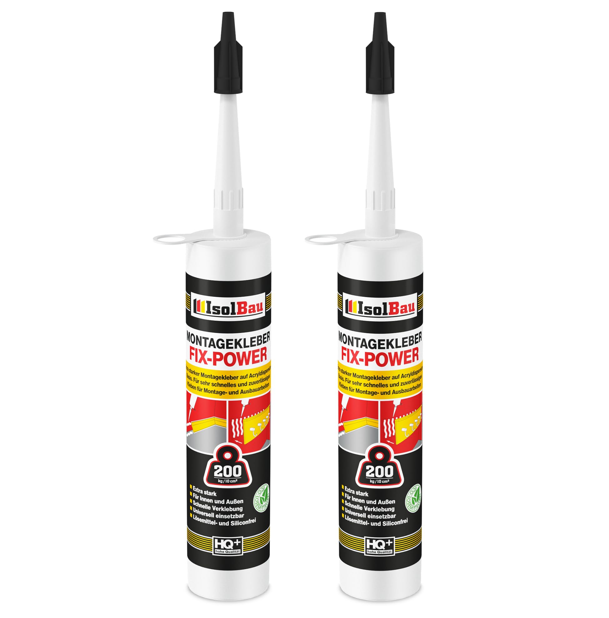 Montagekleber Fix-power Baukleber 2x 480g Kartusche Weiß Qualität 200kg / 10cm