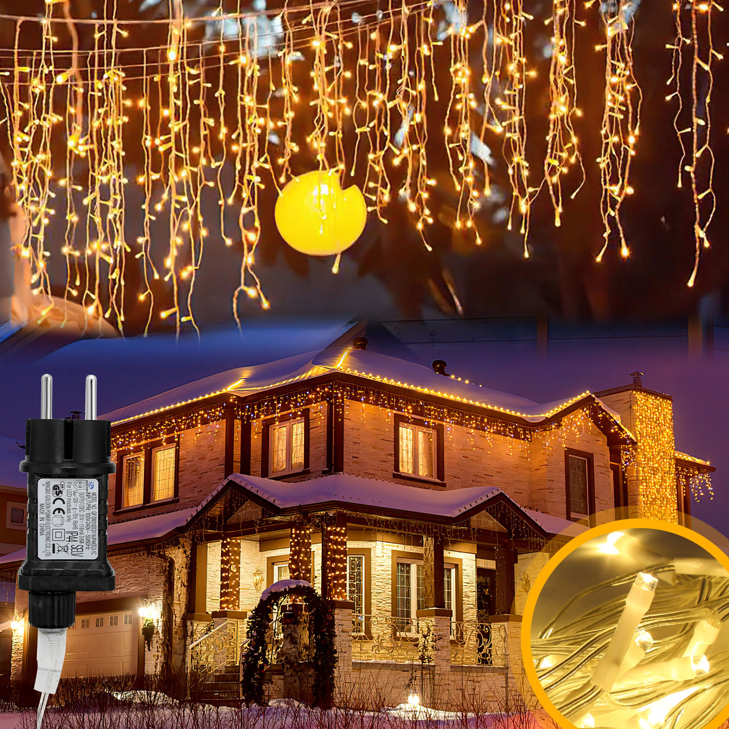 Jiubiaz 10 M Led Eisregen Lichterkette Außen Innen Lichtervorhang 400 Leds Eiszapfen Weihnachtsbeleuchtung 8 Modi Weihnachtsdeko Party Garten Warmweiß