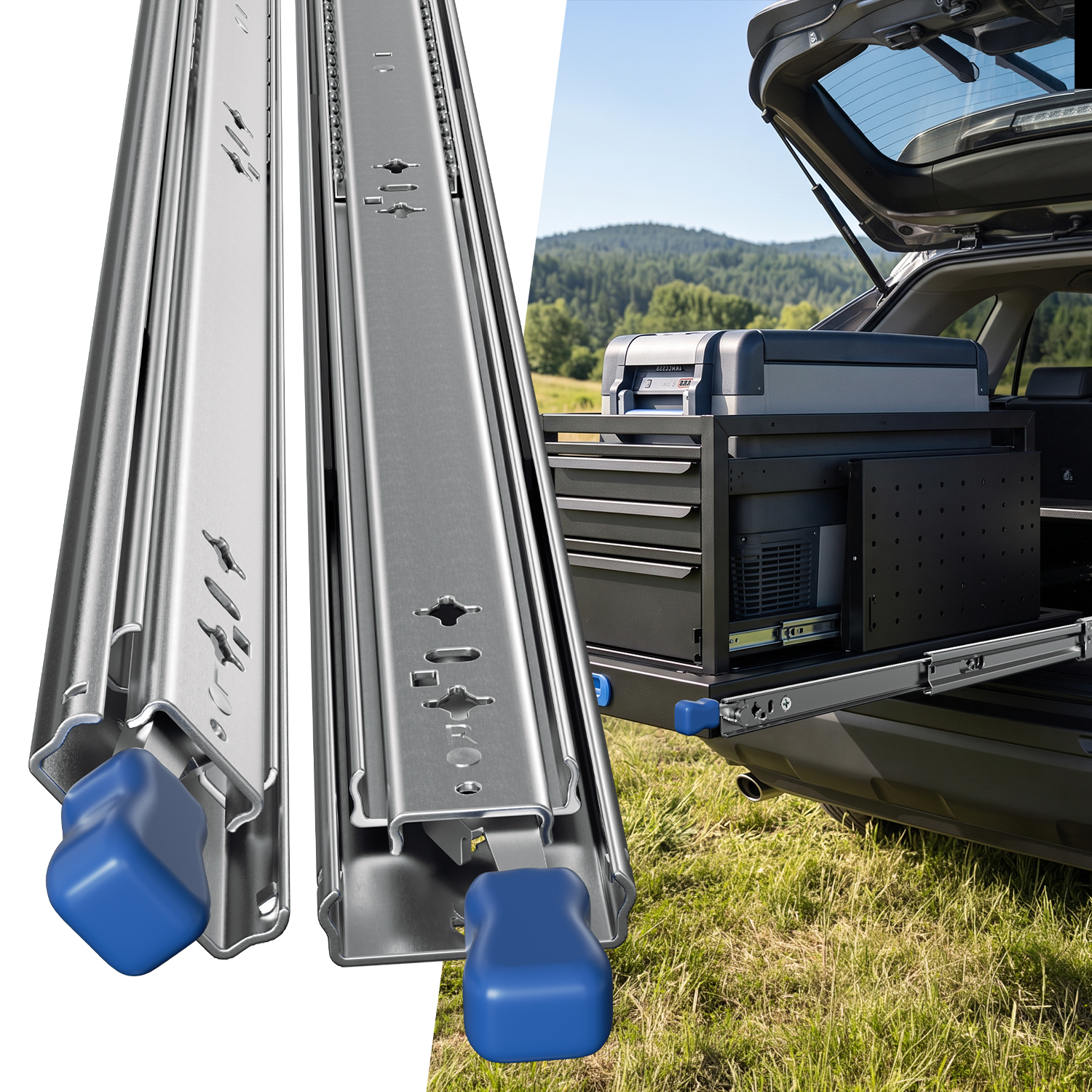 Jiubiaz 2 Stück Schwerlastauszug Schwerlast-schubladenschienen 650mm Mit Verriegelung,53 Mm Vollauszug Aus Stahl,für Werkstatt,wohnmobil Und Fahrzeugausbau