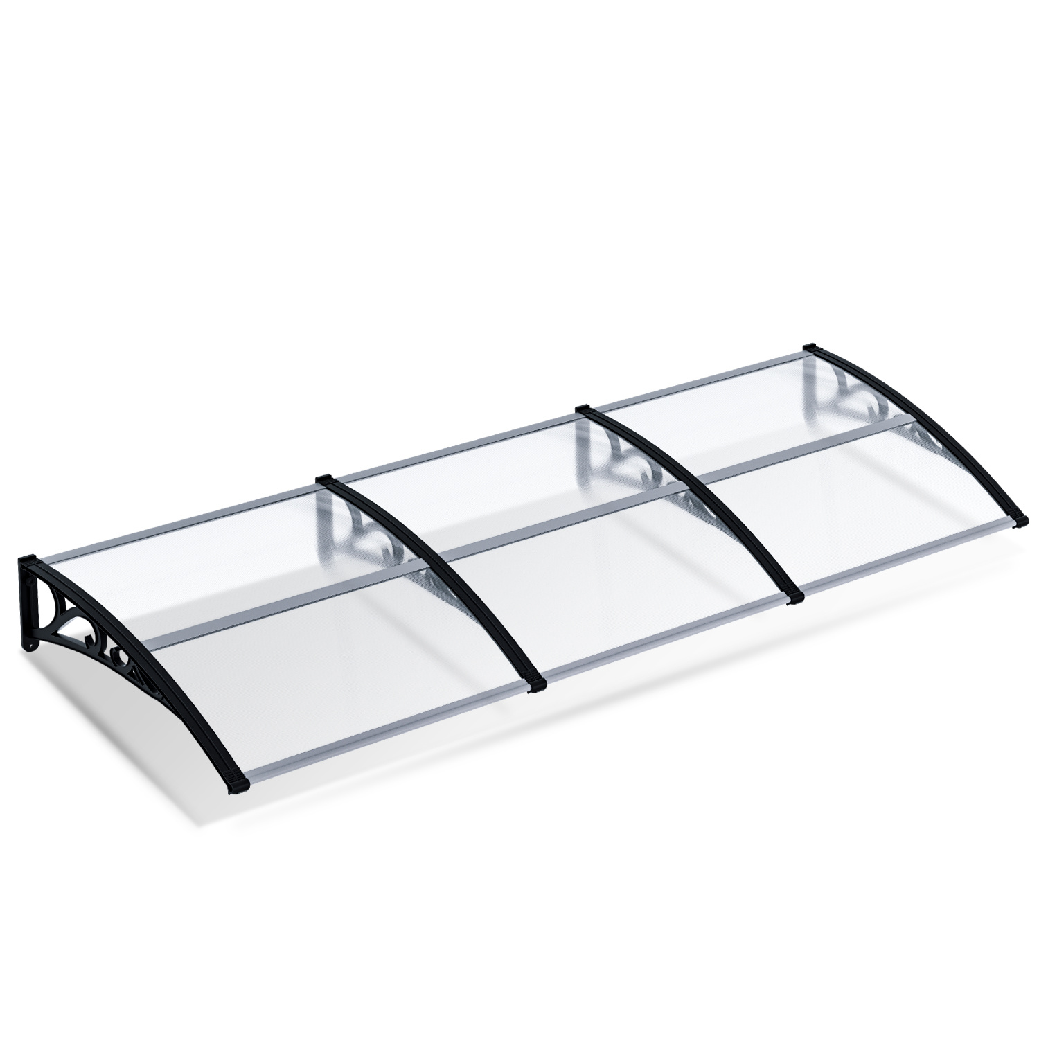 Jiubiaz Haustürvordach 300 X 100 Cm, Pultbogen Aus Transparentem Polycarbonat, Abs-tragarme, 3-teilig