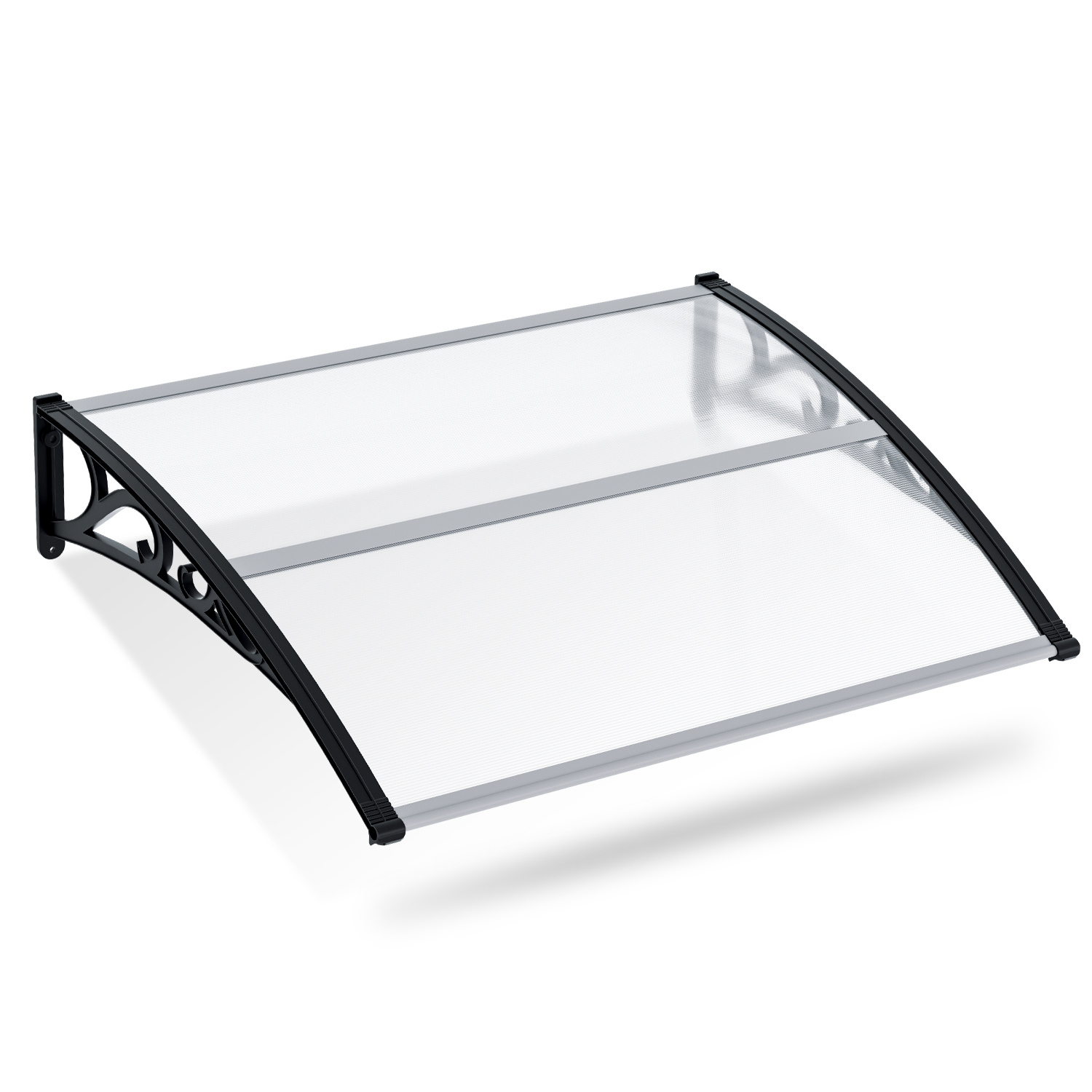 Jiubiaz Haustürvordach 150 X 100 Cm, Pultbogen Aus Transparentem Polycarbonat, Abs-tragarme