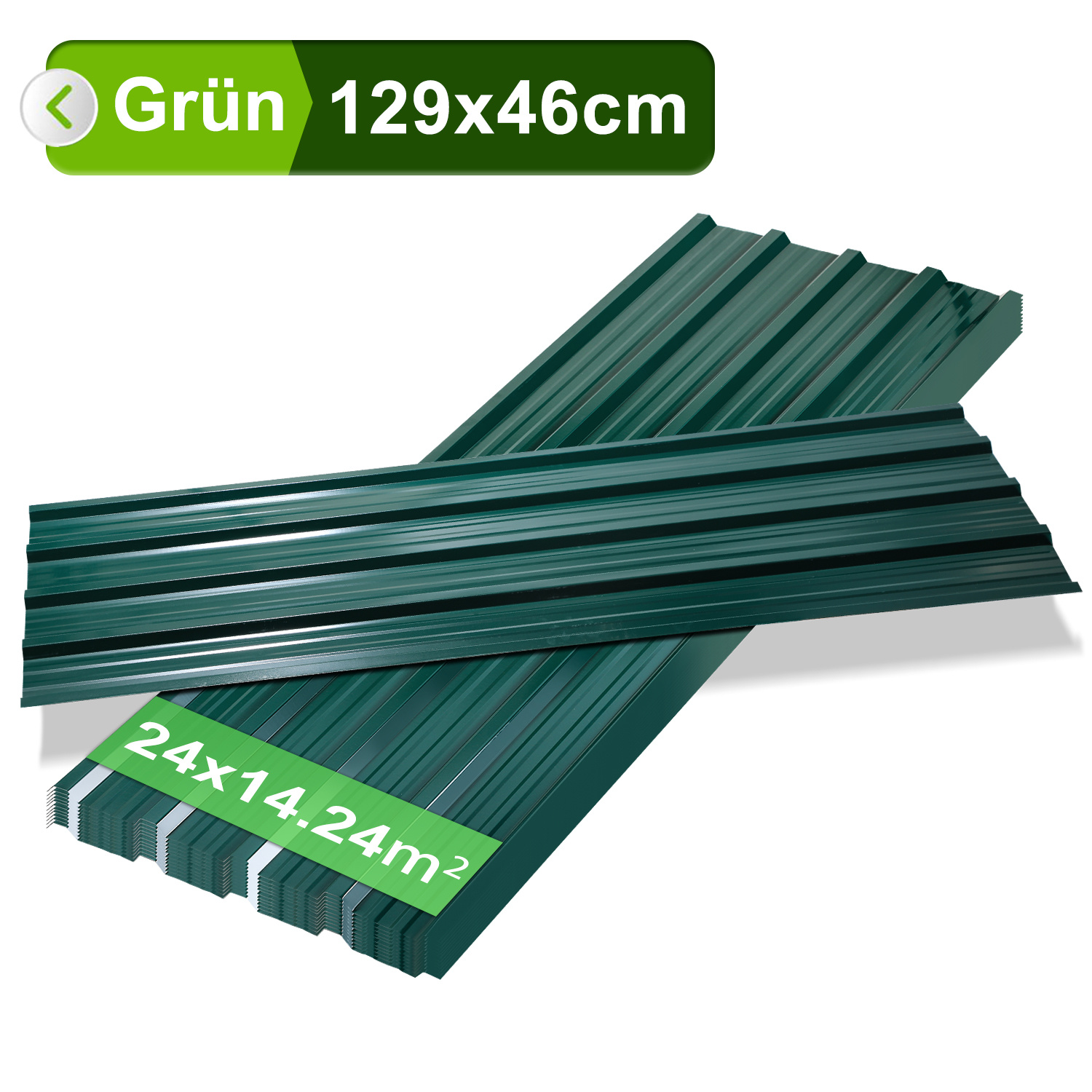 Jiubiaz 12 Stück Profilblech Dachblech 129 X 46 Cm, 0,25 Mm, Grün, Für Gartenhaus Und Carport