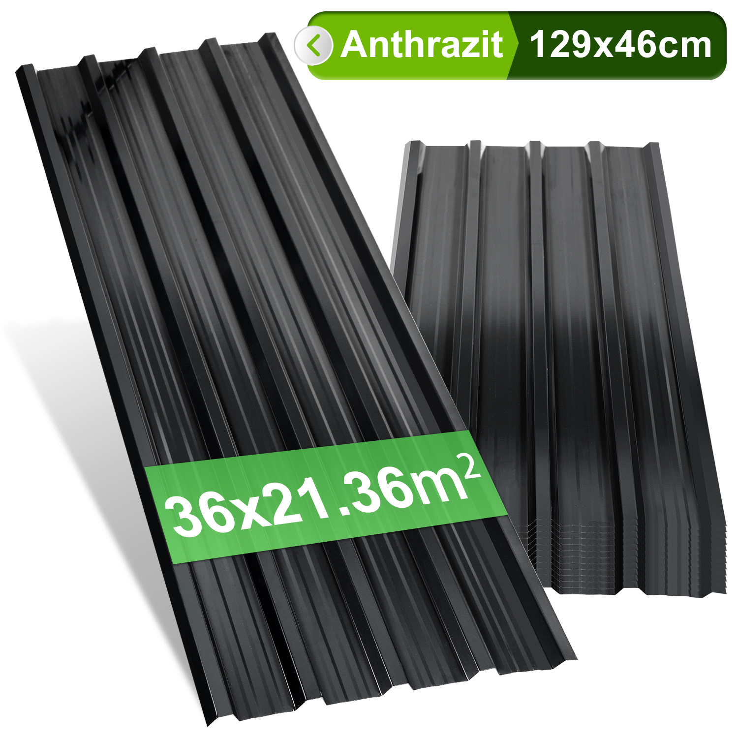 Jiubiaz Trapezblech Set 36-teilig, 129 X 46 Cm, Profilblech, Anthrazit, Inkl. Schnittschutzhandschuhe