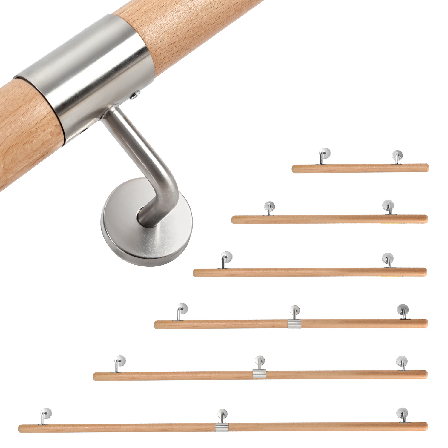 Jiubiaz Handlauf 100 Cm Wandhandlauf Mit Halterung, Treppengeländer Zur Wandmontage Für Treppe Keller Und Flur, Inkl. Montagematerial