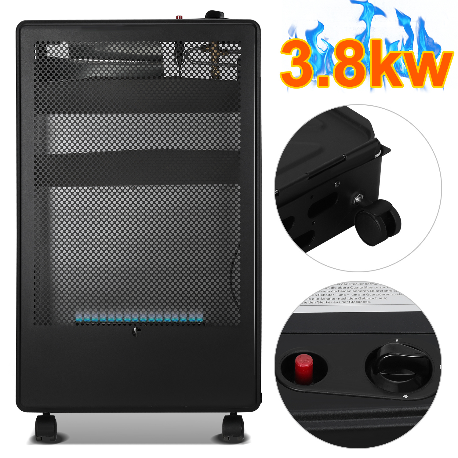 Jiubiaz Gasofen Mit Blauer Flamme 3800 W, Faltbar Und Mobil, Für Lpg Bis 15 Kg