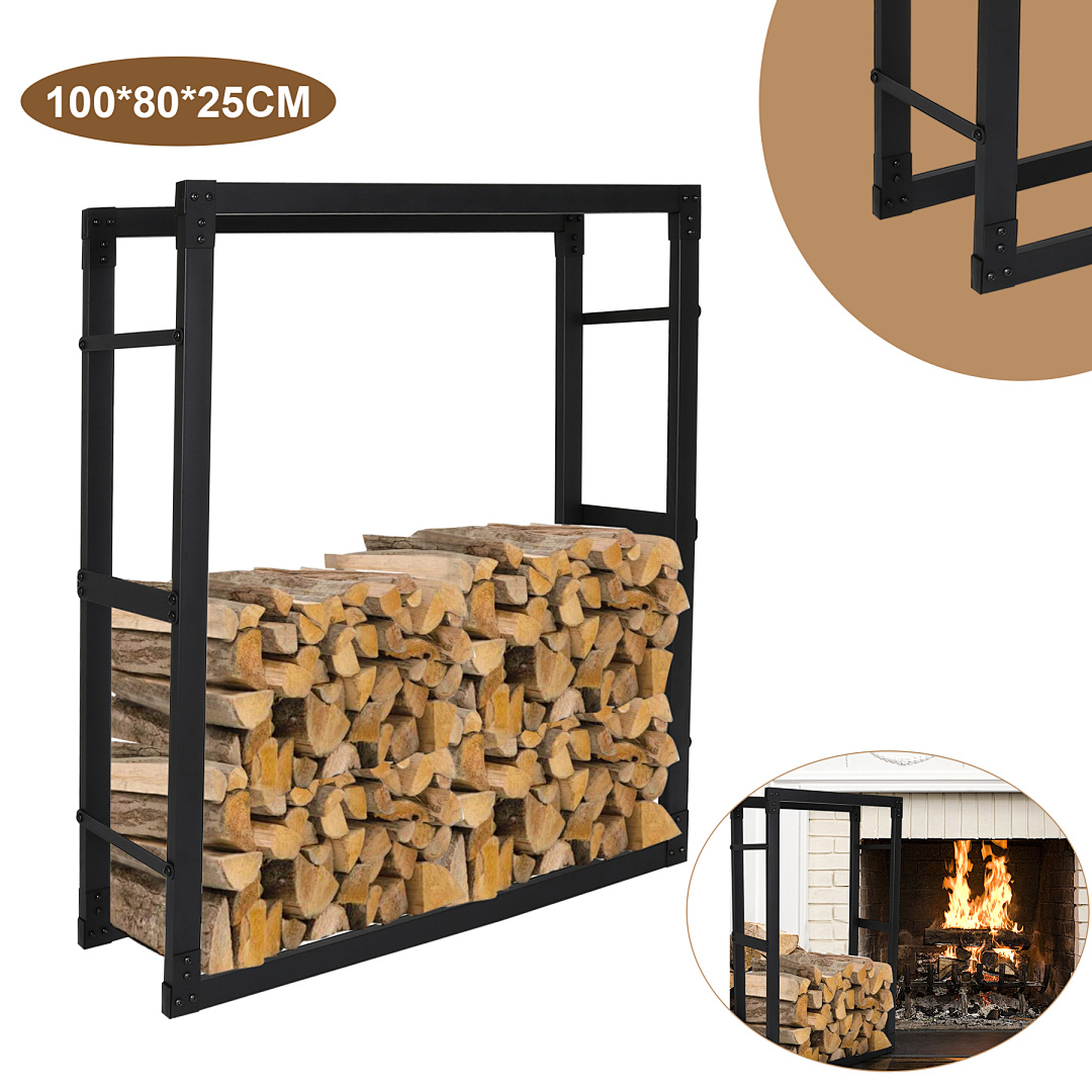 Jiubiaz Kaminholzregal Brennholzständer 1008025cm Wetterfestem Metall Brennholz Brennholzregal
