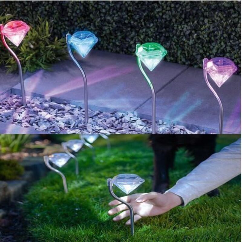 Jssevn - Stück Wunderschöne Led-solar-diamantlichter, Bunte Lampen Für Garten, Rasen Und Außenbereich, 30 Cm