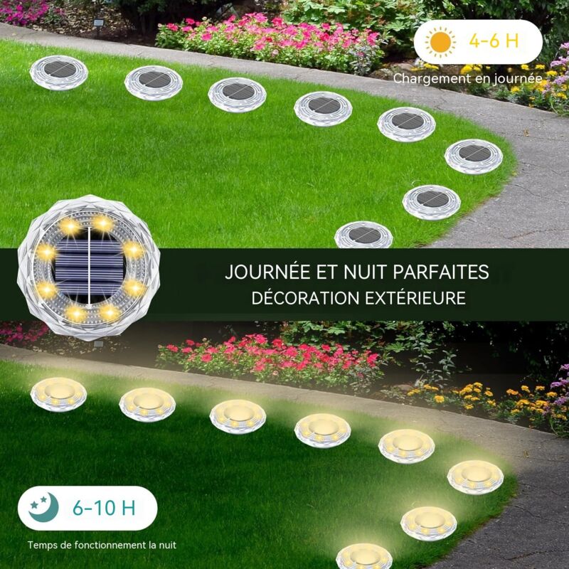 Jssevn - Led-solar-außenstrahler, Gartenleuchte Im Diamant-design, Warmes Licht, Edelstahl