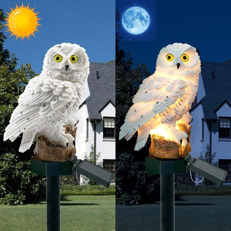 Jssevn - Solarbetriebene Eulen-gartenleuchte – Wasserdichte Led-eulen-gartenlampe – Kreative Nachtbeleuchtung Für Terrasse, Garten Und Partydekoration