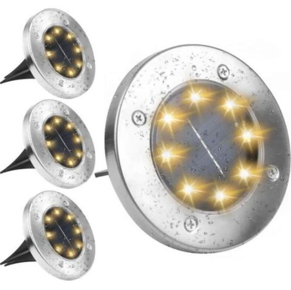 Jssevn - Solar-gartenleuchte – 8 Leds – Weiß – Wasserdicht – Garten