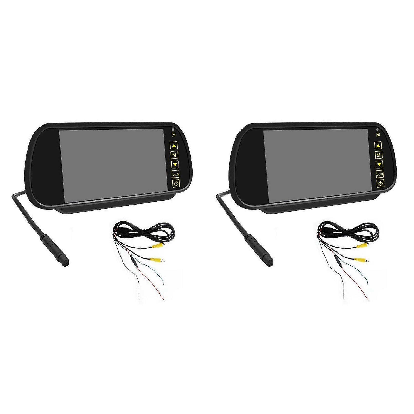 2er-set 7-zoll-lcd-auto-spiegelmonitor Mit Parkbildschirm, 2 Av-eingängen Und Automatischer Anzeigeunterstützung Für Rückfahrkamera