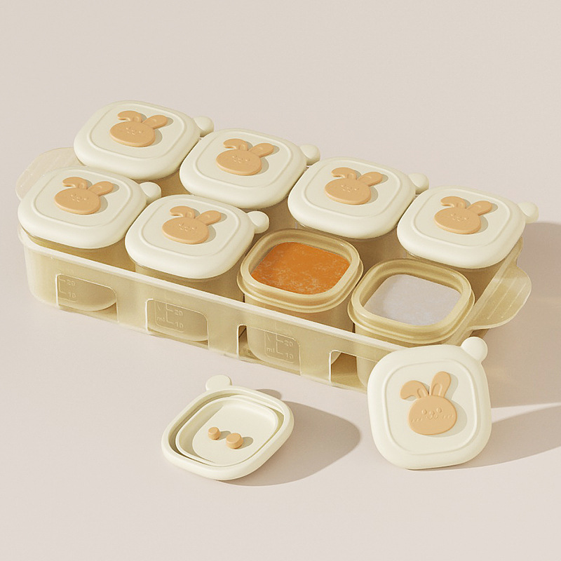 Silikon-aufbewahrungsboxen Für Babynahrung – Eiswürfel- Und Püreeformen Mit 8 Fächern Und Deckel, Dampf- Und Gefriergeeignet, Zum Portionieren Von Fleisch Und Gemüse, Bpa-frei-lsw