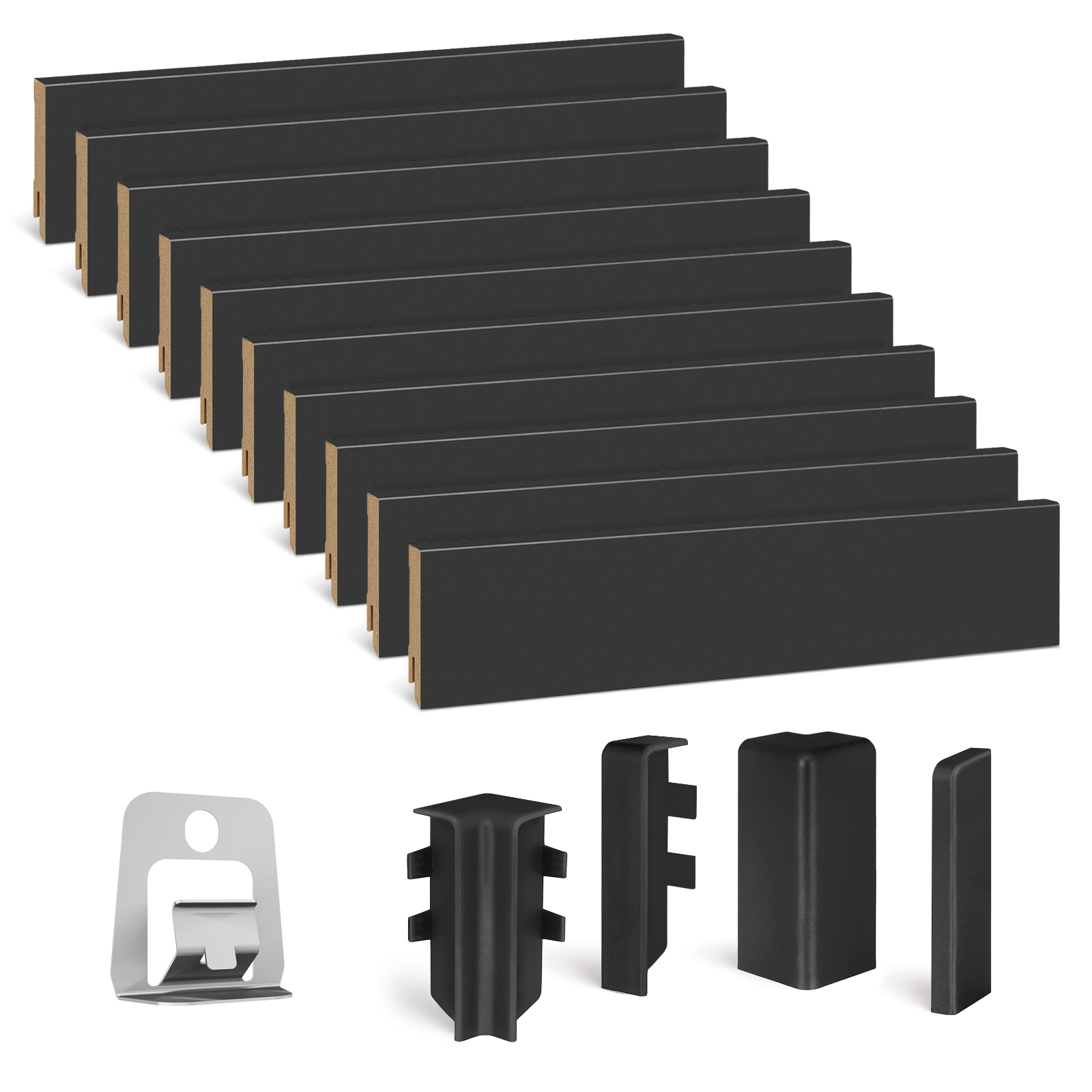 Kgm Sockelleisten-set Anthrazit Mdf 16 X 58 X 2400 Mm - 10 Stück
