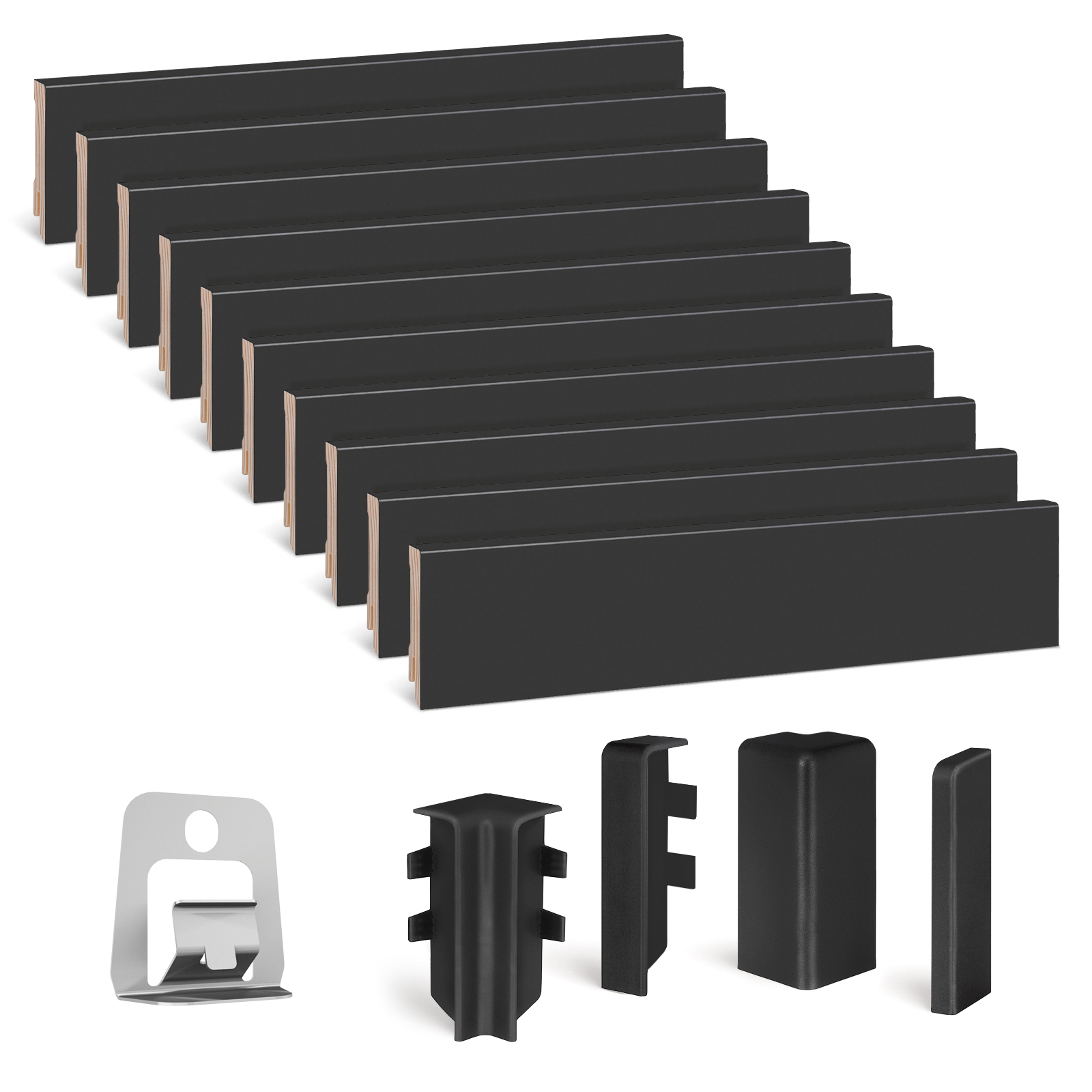 Kgm Sockelleisten-set Anthrazit Massiv 16 X 58 X 2400 Mm - 10 Stk