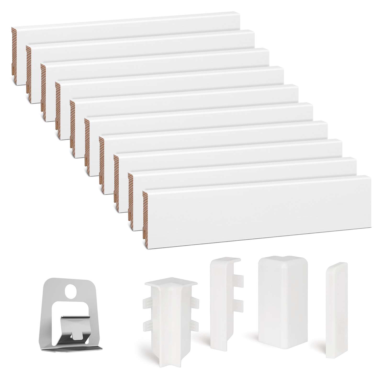 Kgm Sockelleisten-set Weiß Massiv 16 X 58 X 2400 Mm - 10 Stück