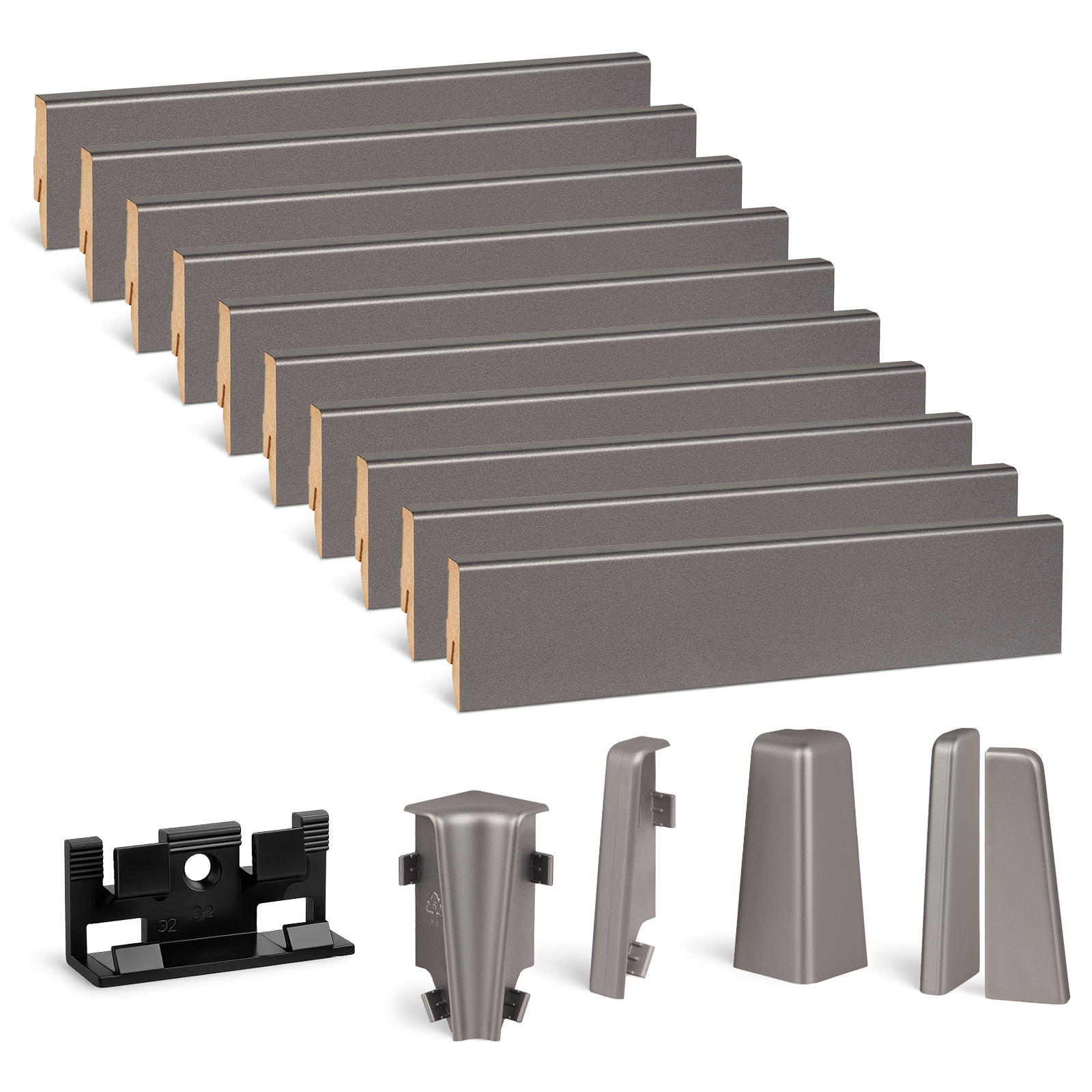 Kgm Sockelleisten-set Anthrazit Mega 16 X 58 X 2400 Mm - 10 Stück
