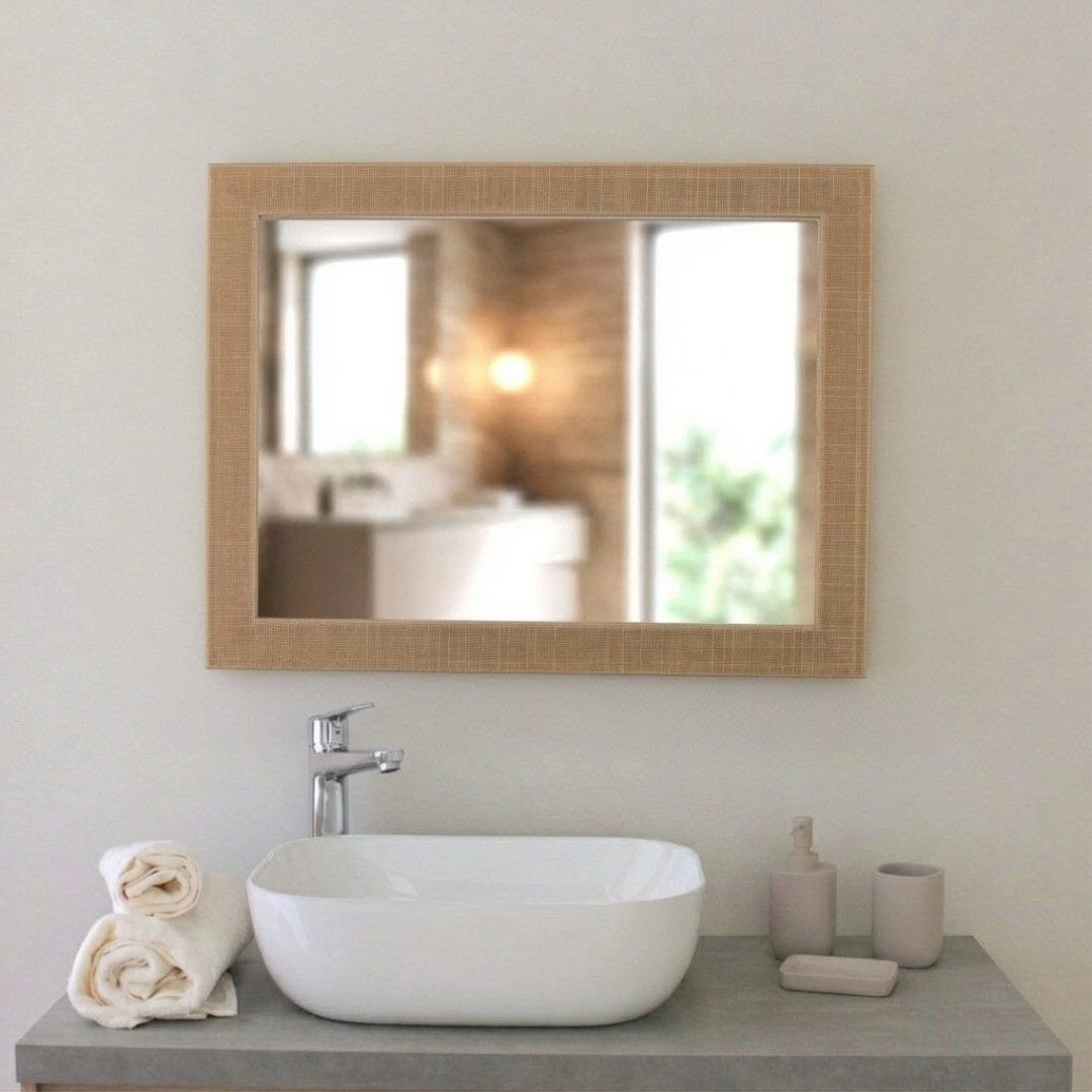 Rechteckiger Spiegel Mit Mdf-rahmen In Creme-kupfer, Beidseitig Montierbar, 62,5x82,5 Cm