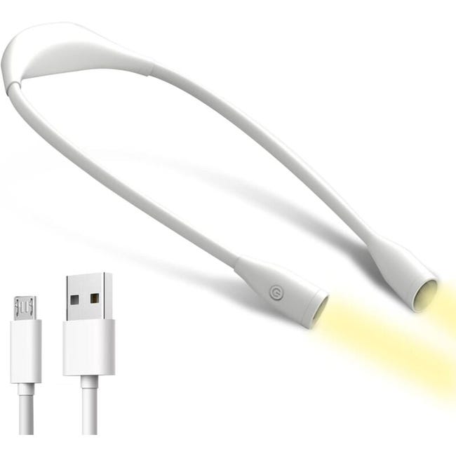 Wiederaufladbare Led-nackenleselampe – 3 Farbtemperaturen, Flexibel – Zum Lesen, Stricken, Campen, Usb-kabel