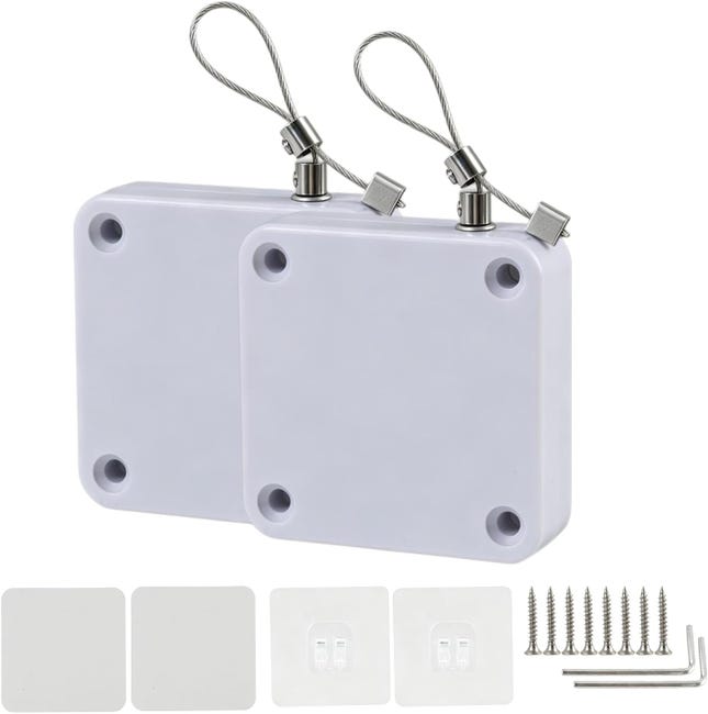 Automatische Türschließer (2-teilig, Weiß), Bohrfreie Montage, Automatische Türöffner Für Den Innenbereich (büros Und Wohnungen), Mit Robustem Kabel