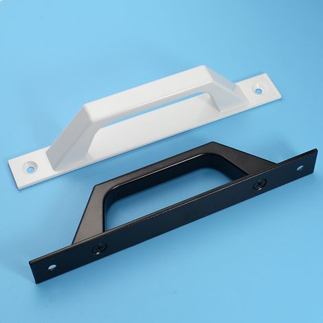 Aiducho Schuppentürgriff, Fingergriff, Terrassentür, Holztür, Gartentürgriff, Langer Griff, Weiß-schwarzes Kunststoff-schiebetür-set