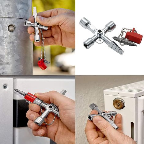 Aiducho Multifunktionaler 4-wege-universal-dreieckschlüssel, Rund-, Dreieck- Und Vierkantschlüssel, Für Aufzüge, Schaltschränke, Ventile, Wasser-, Gas- Und Stromzähler